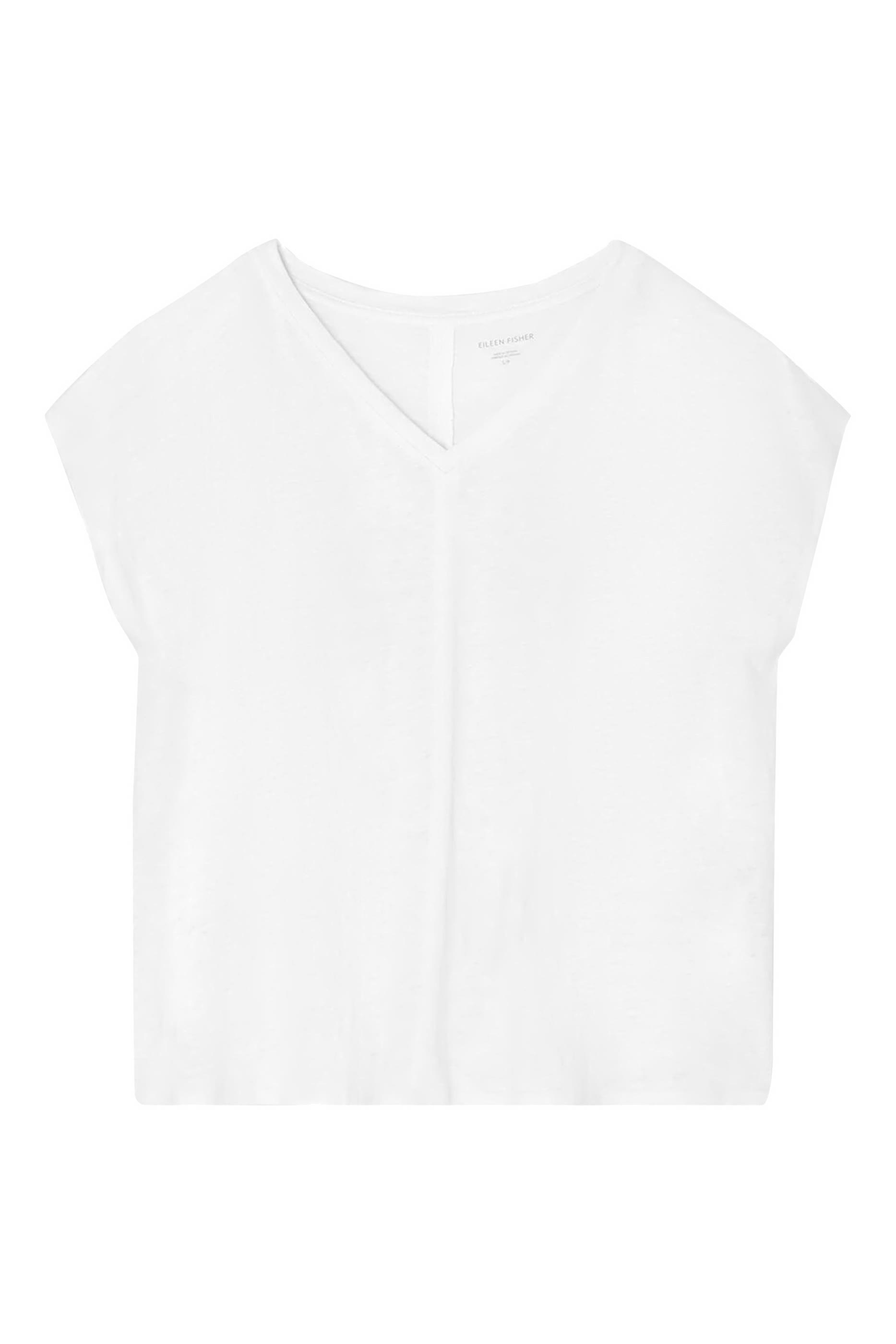 تيشيرت بياقة V كتان جيرسيه عضوي