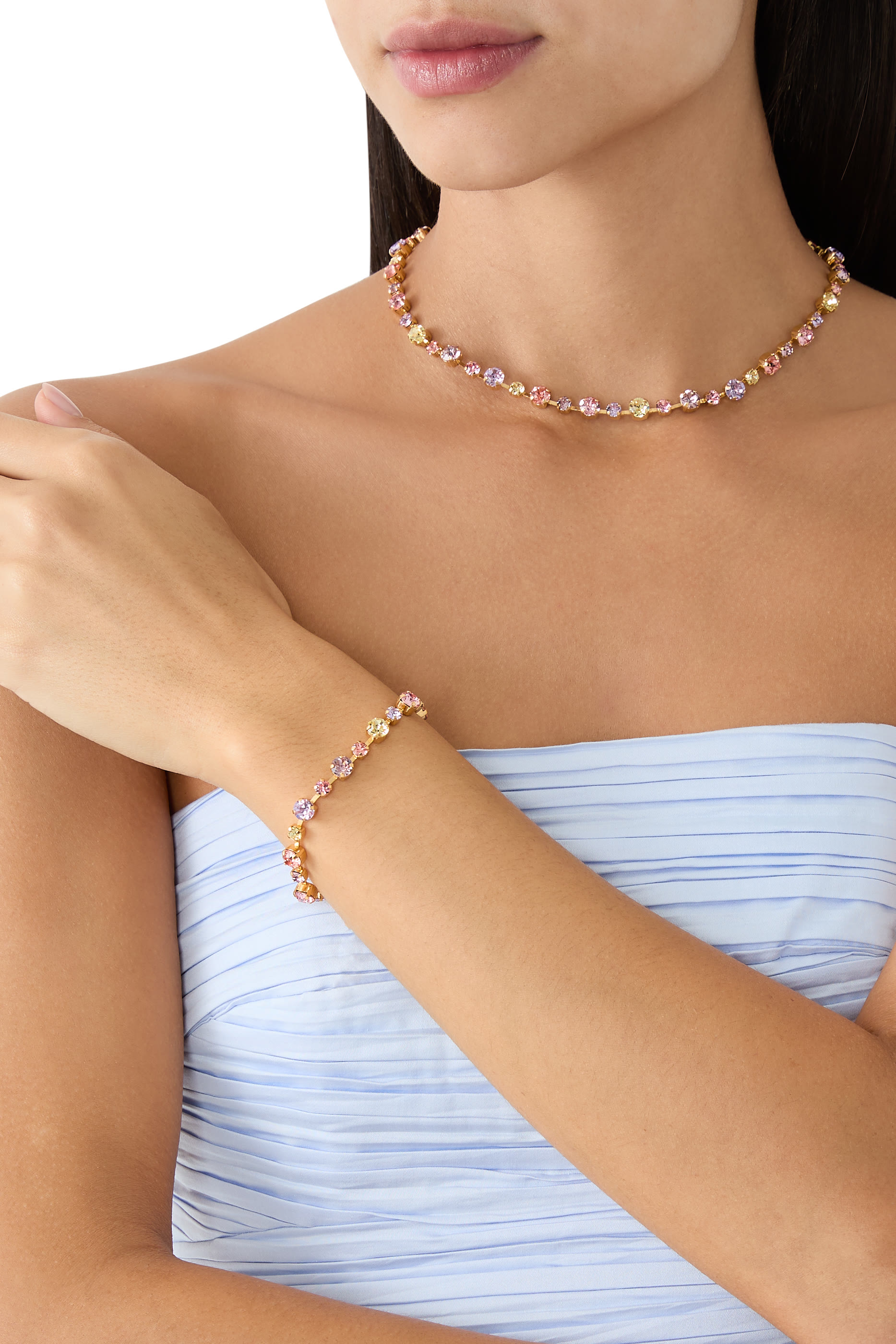 قلادة  كالانثي سمر كومبو مرصعة بكريستال، نحاس مطلي بذهب عيار 18