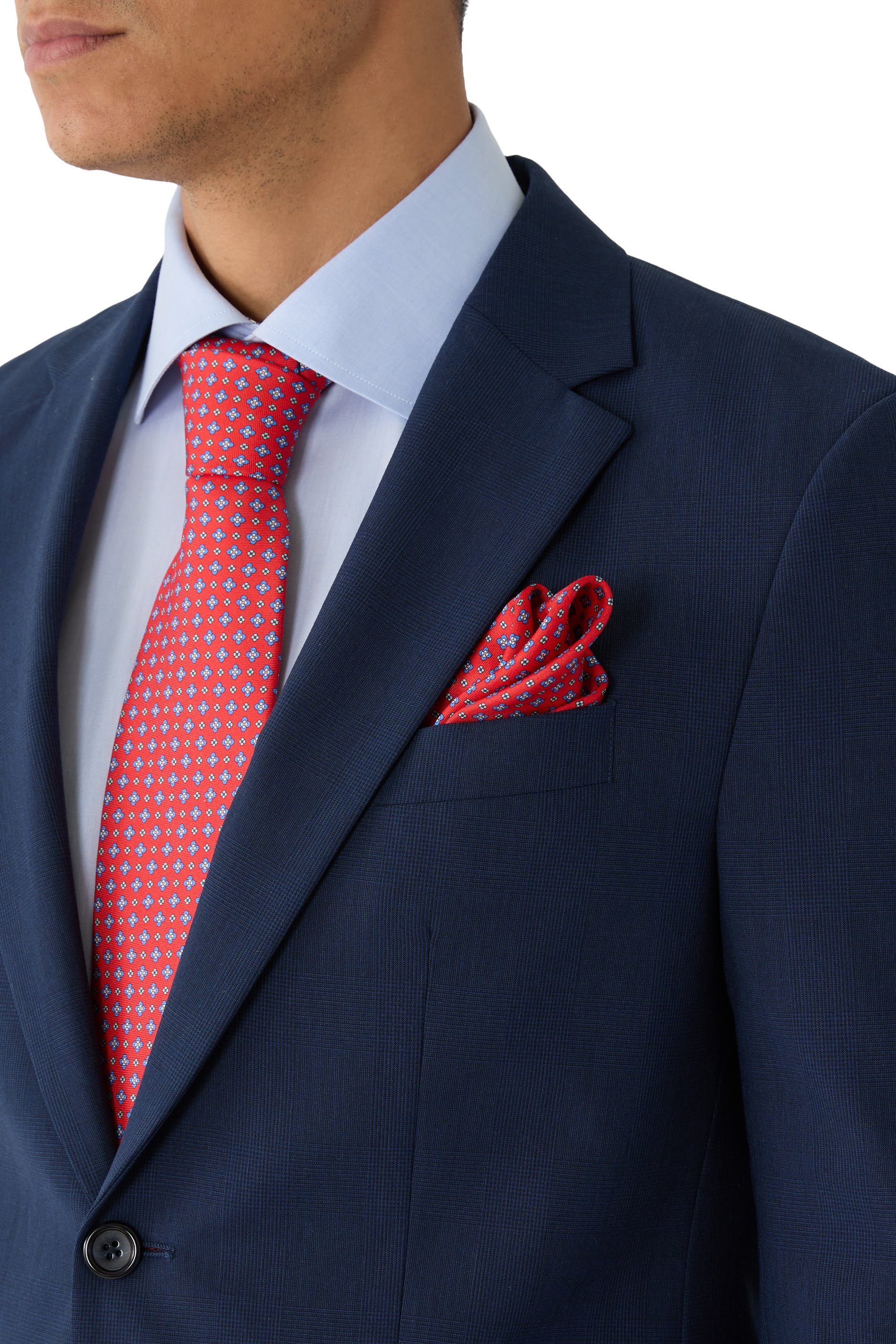 منديل جيب بنقشة زهور حرير تويل