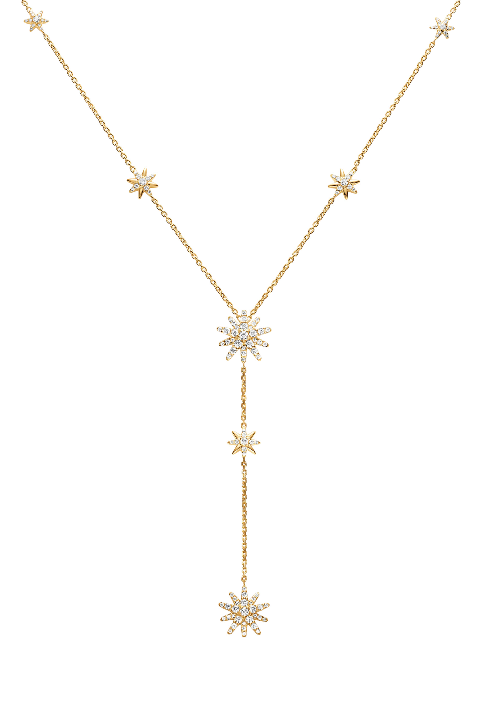 Starburst Y Necklace, 18k Yellow Gold & Diamonds