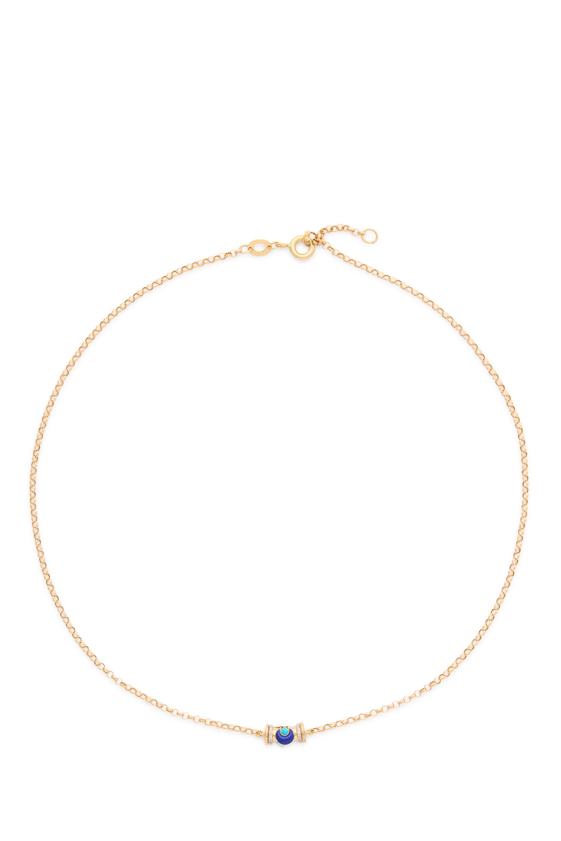 قلادة سيركس واريور بحجر بتصميم هلال، ذهب أصفر عيار 18 ولازورد وعرق اللؤلؤ