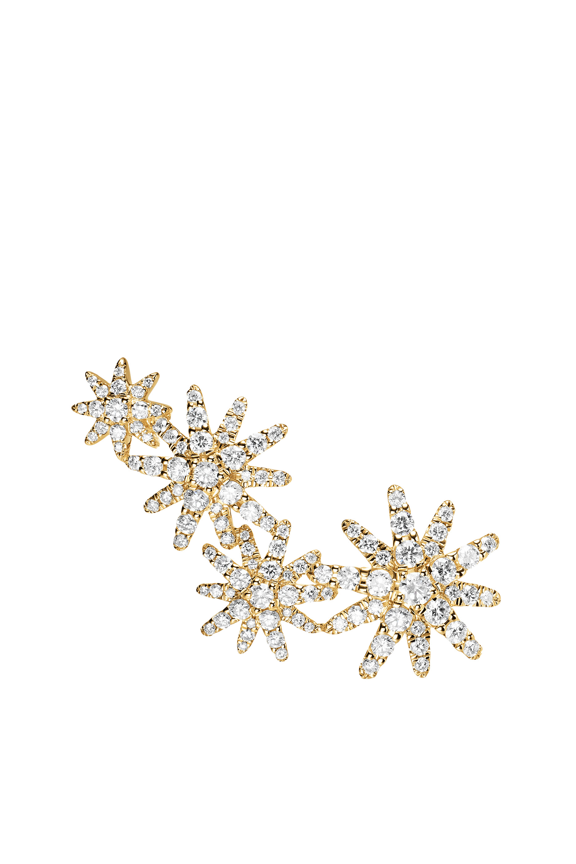 Starburst Full Pav&eacute; Climber Earrings, 18k Yellow Gold & Diamonds