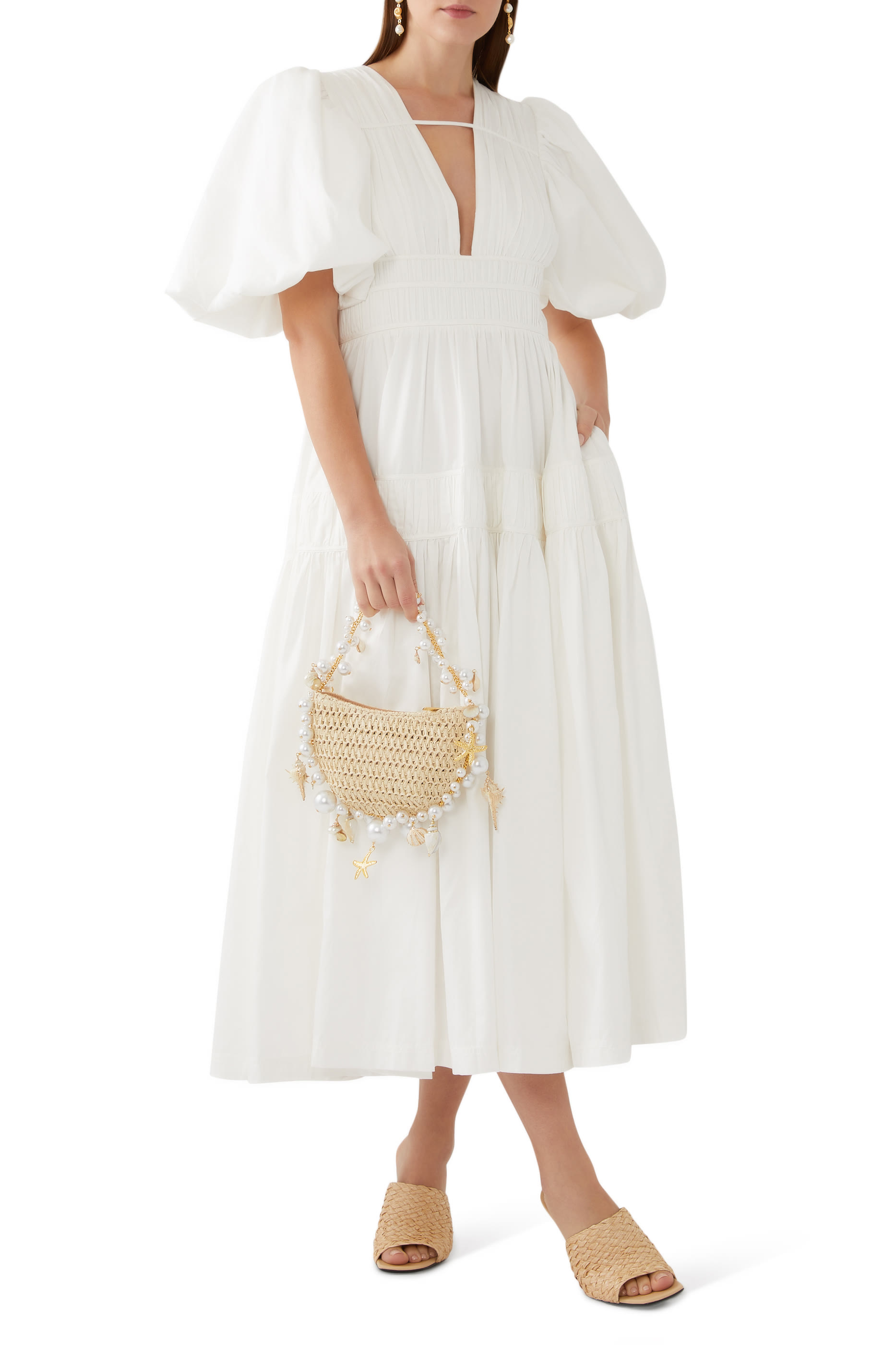 فستان فولينج واتر متوسط الطول بكشكش