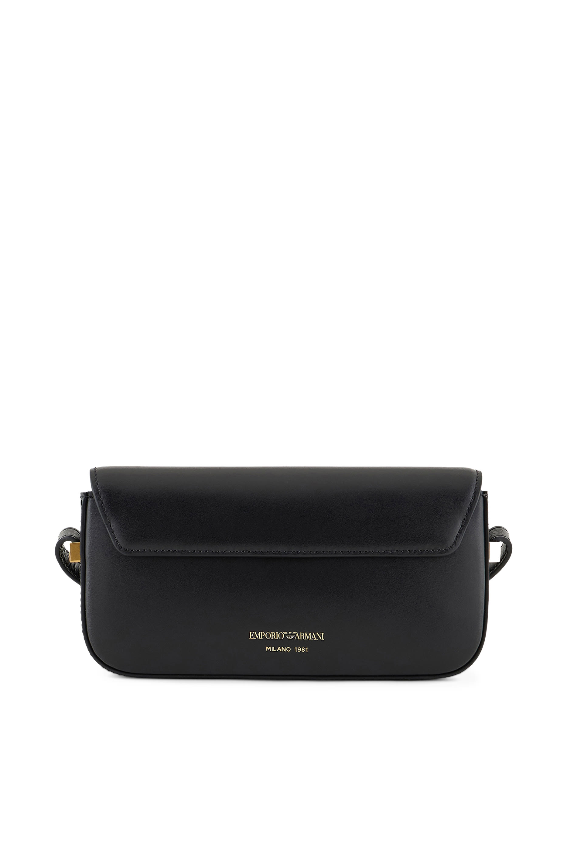 حقيبة كتف بحلية معدنية بشعار الماركة جلد ناعم