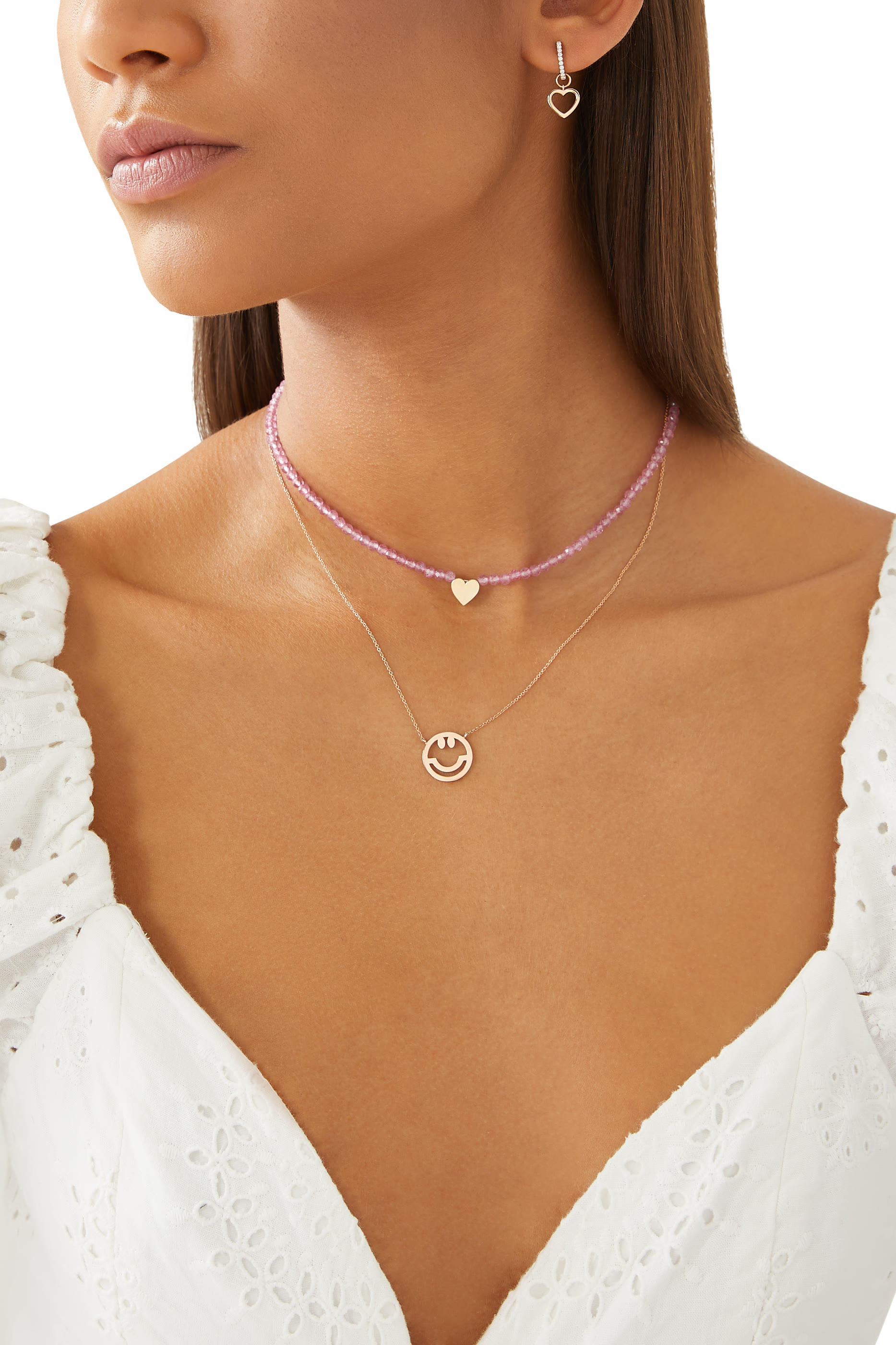 قرط متدلي بتصميم قلب مرصع بالماس