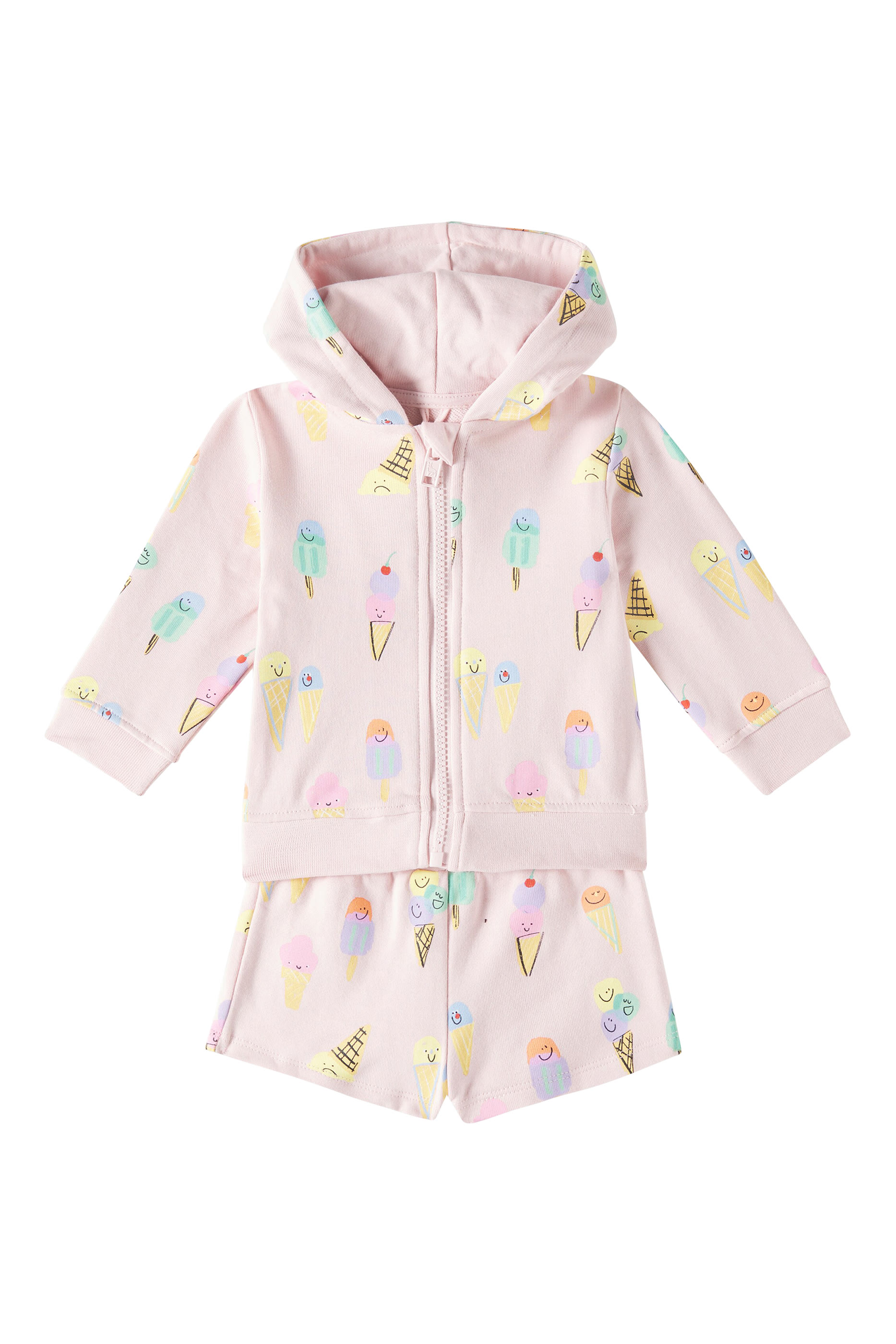 طقم سويت شيرت وهودي بشعار الماركة قطن للأطفال