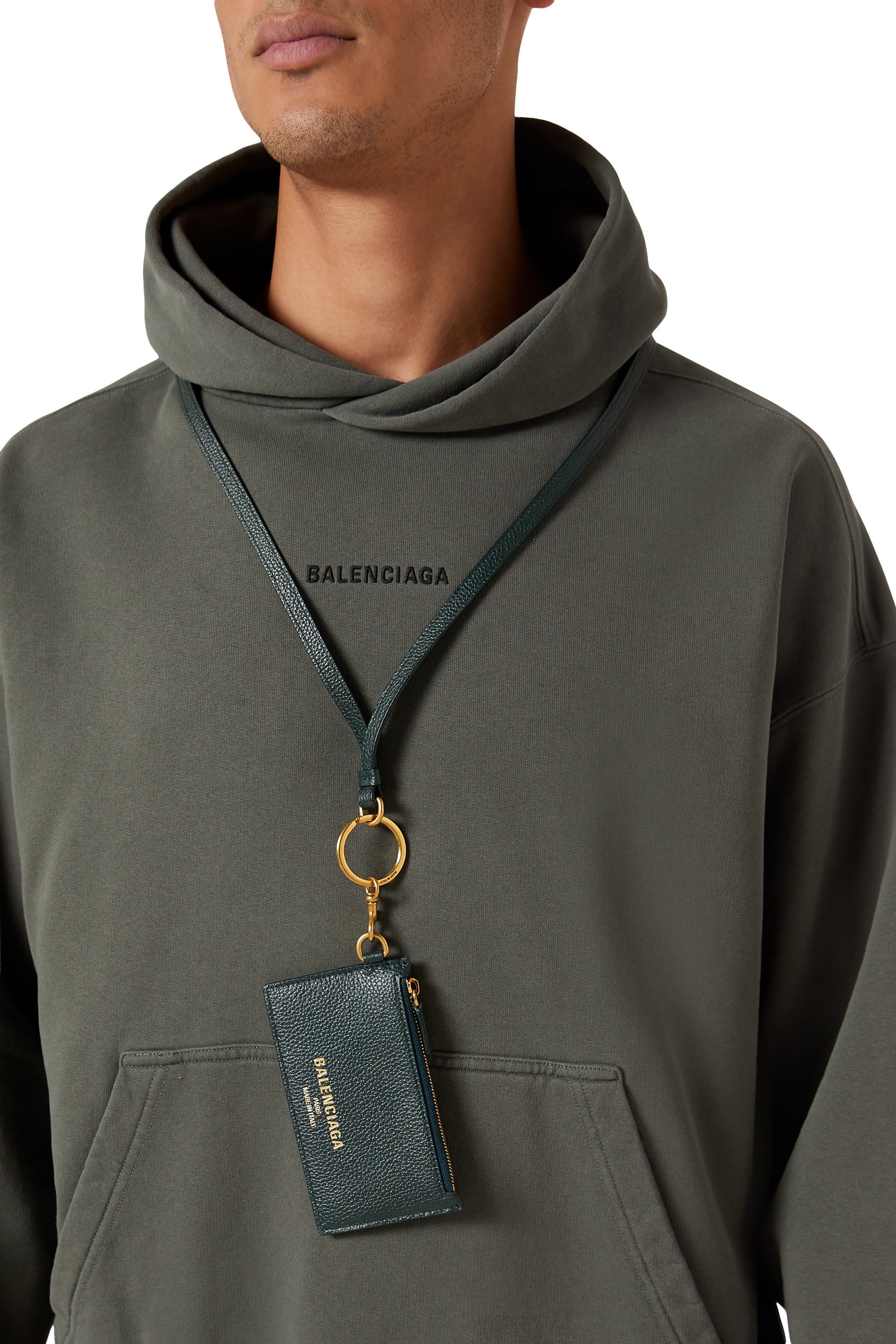 حافظة بطاقات بسلسلة مفاتيح وشعار الماركة