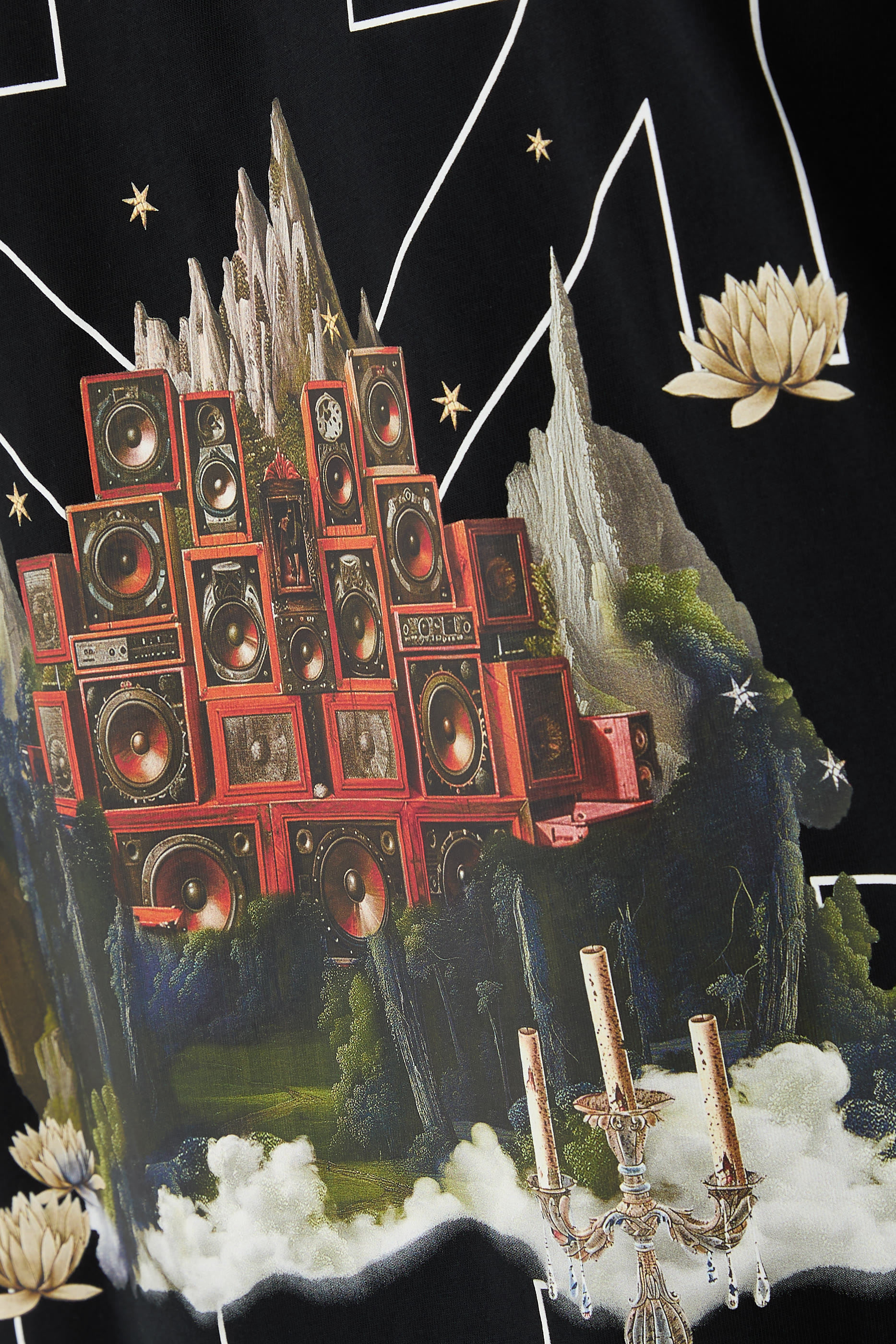 تيشيرت سكيت بأكمام قصيرة ونقشة منظر طبيعي وأسهم