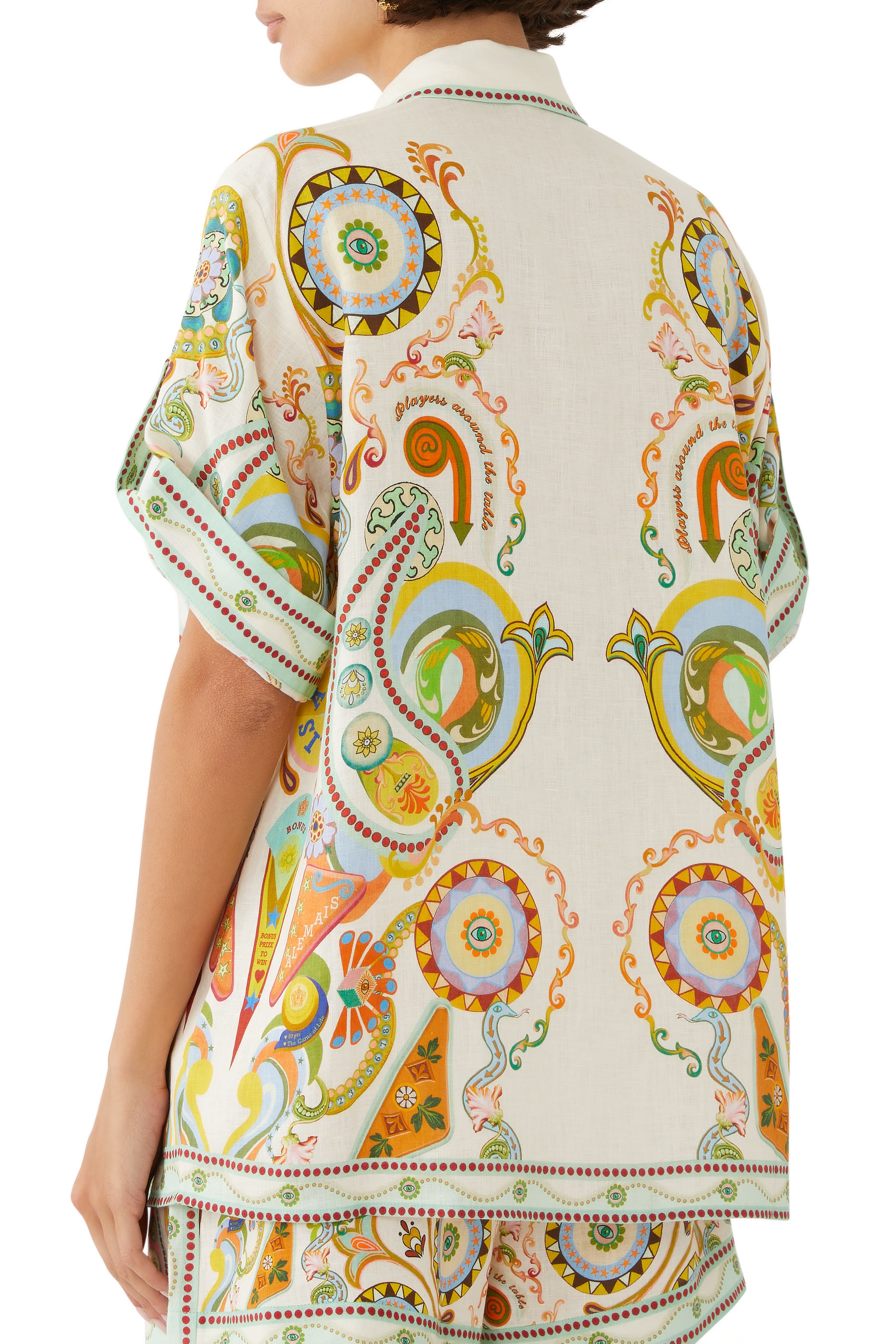 قميص كتان بنقشة كرات ودبابيس