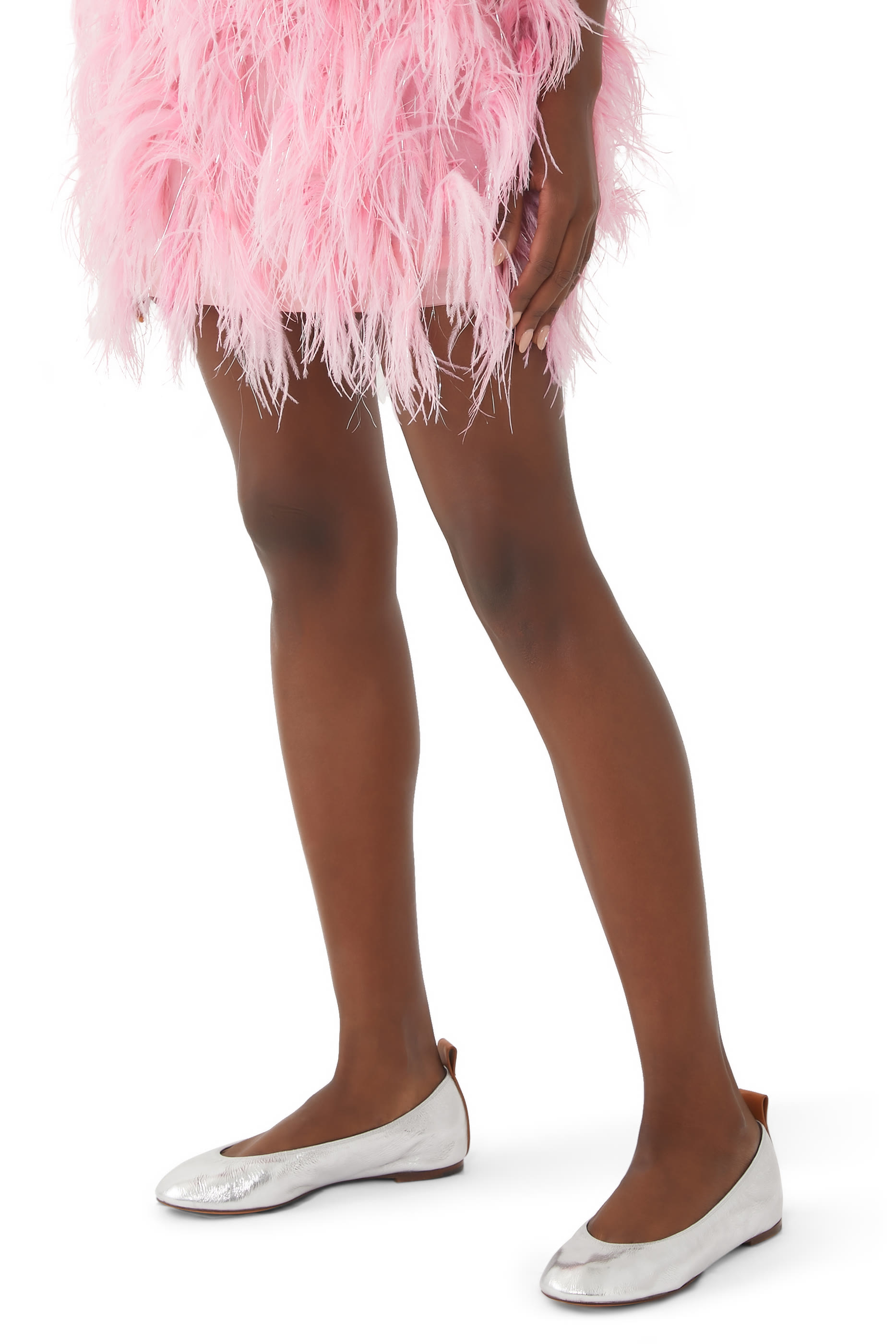 حذاء باليرينا بكعب مسطح جلد لامع