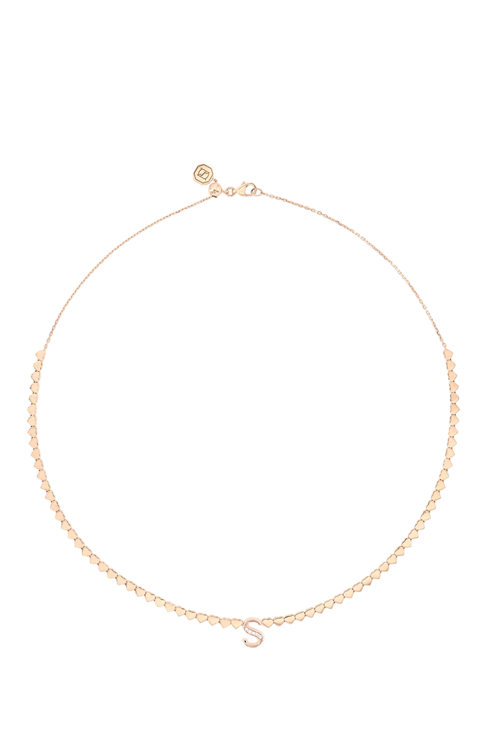 قلادة لوف ان طوكيو ليت بدلاية بتصميم حرف S مزينة بالماس، ذهب وردي عيار 18