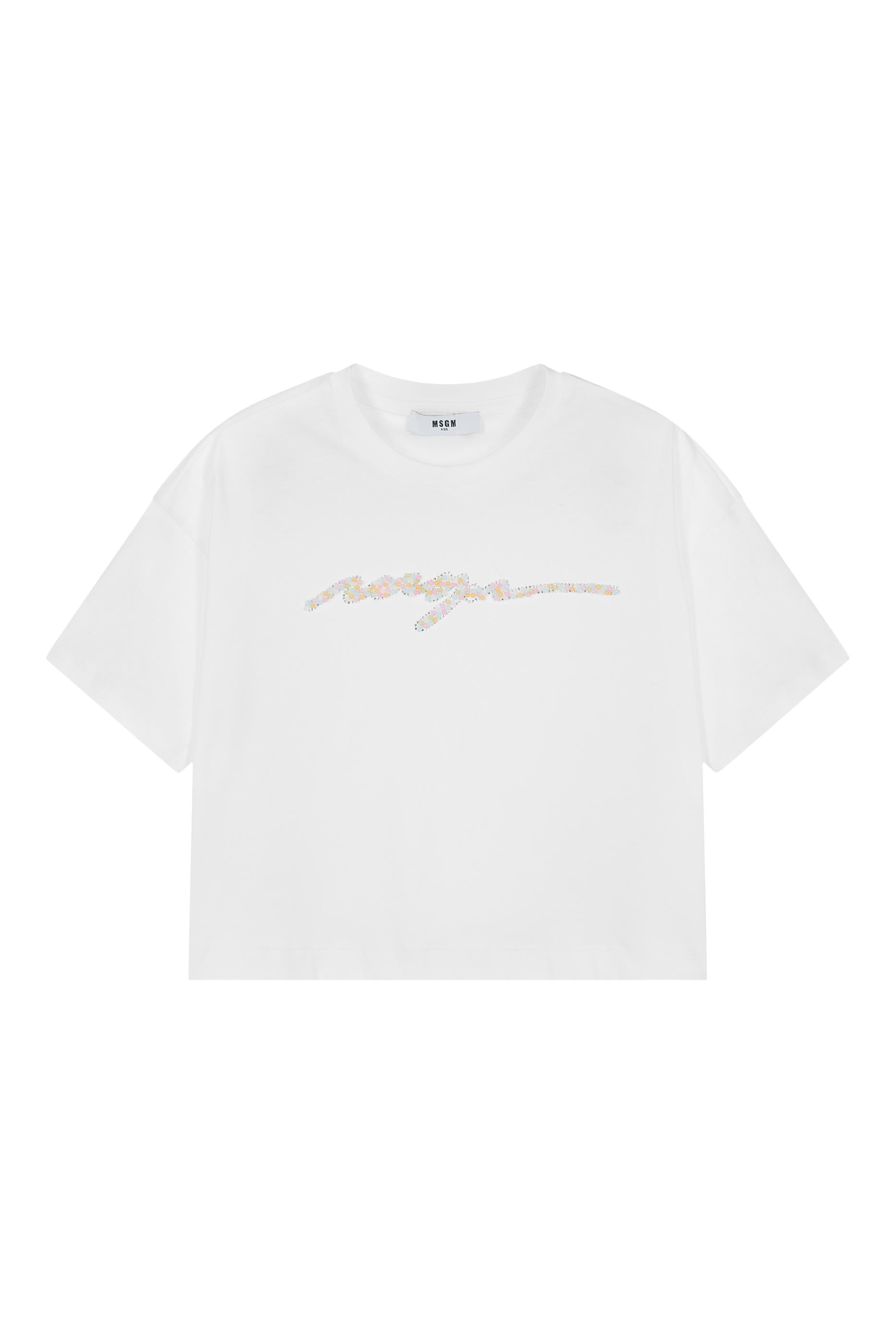 تيشيرت بياقة مستديرة وشعار الماركة