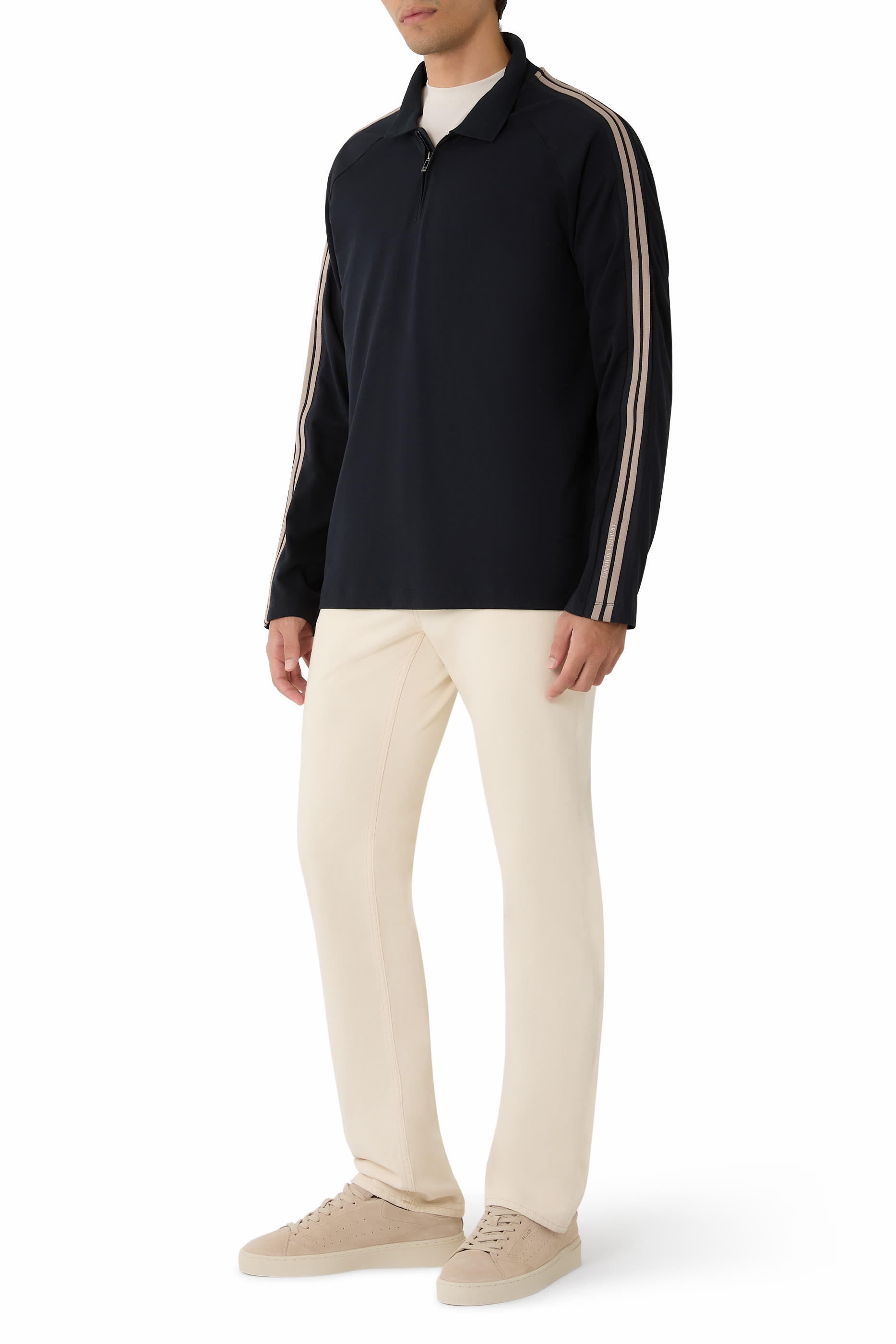 قميص بولو بتصميم جامعي بأكمام طويلة مبطنة 