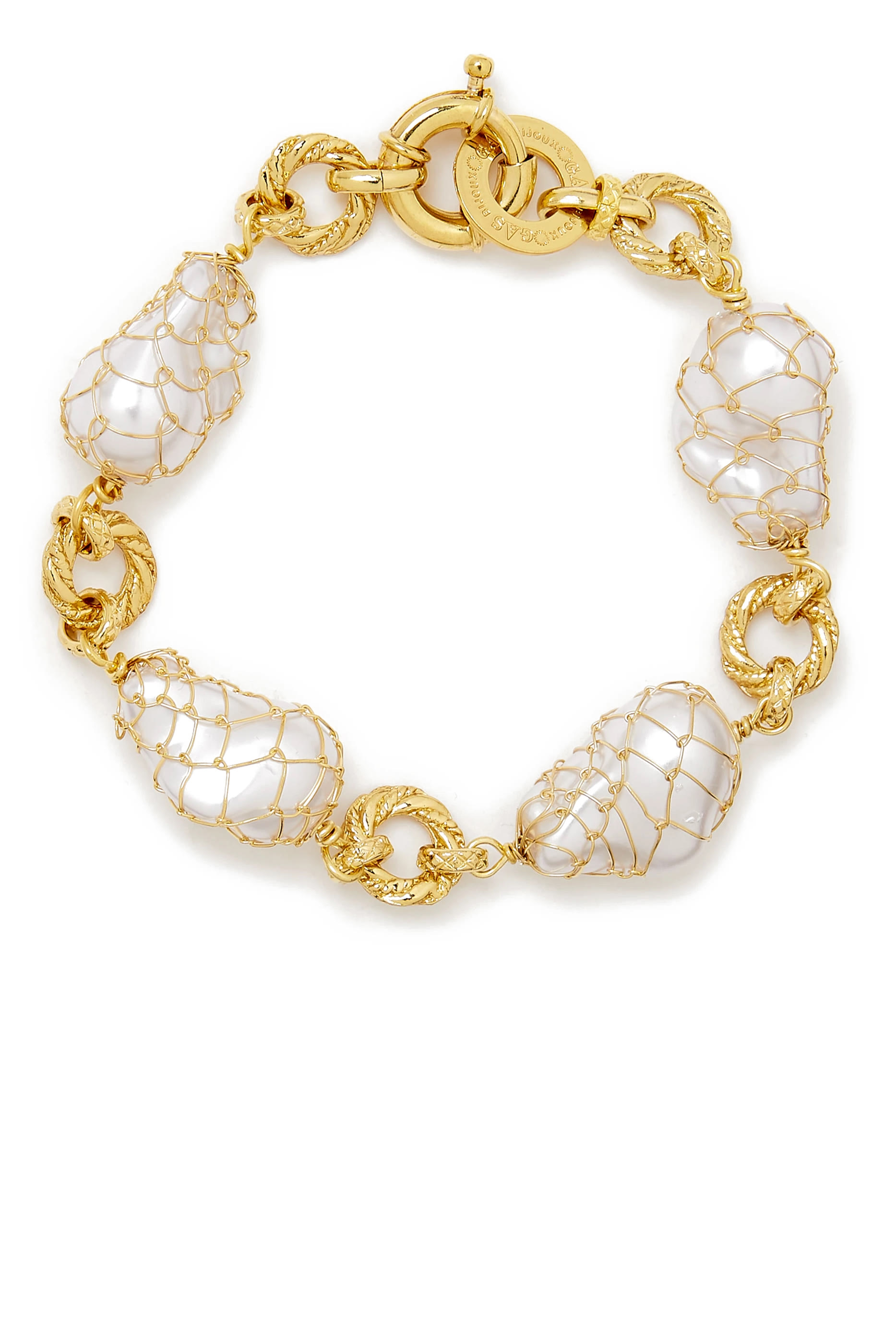 سوار راينبو بيوا بيس مزين بعرق اللؤلؤ معدن مطلي بالذهب