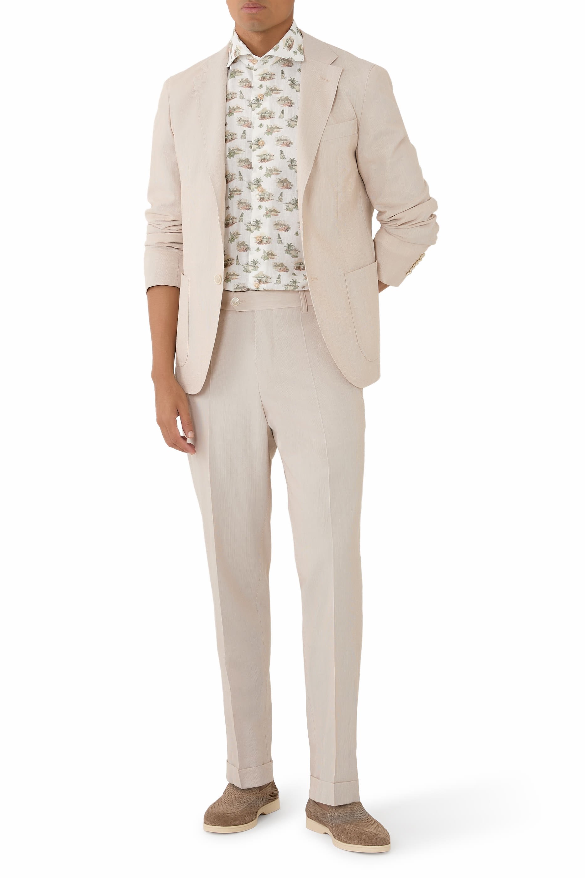 قميص بنقشة كتان