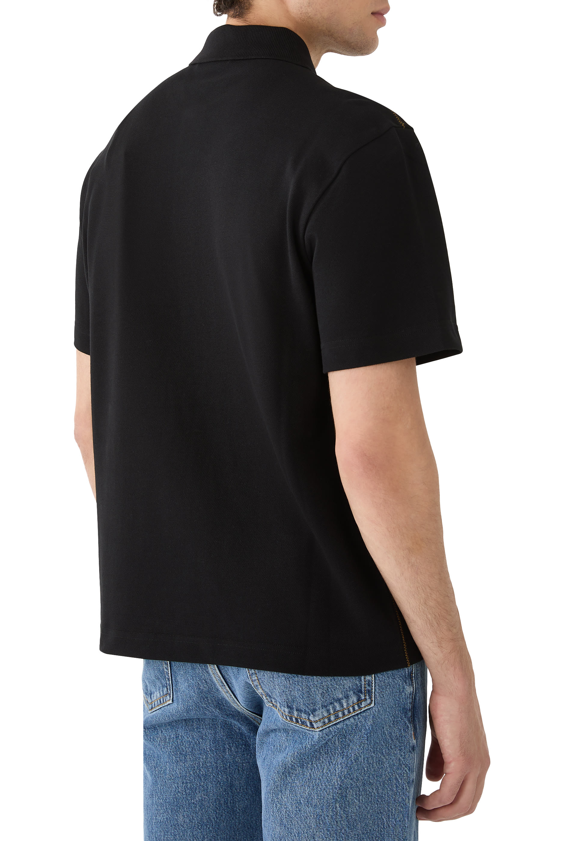 قميص بولو برقعة شعار الماركة قطن بيكيه