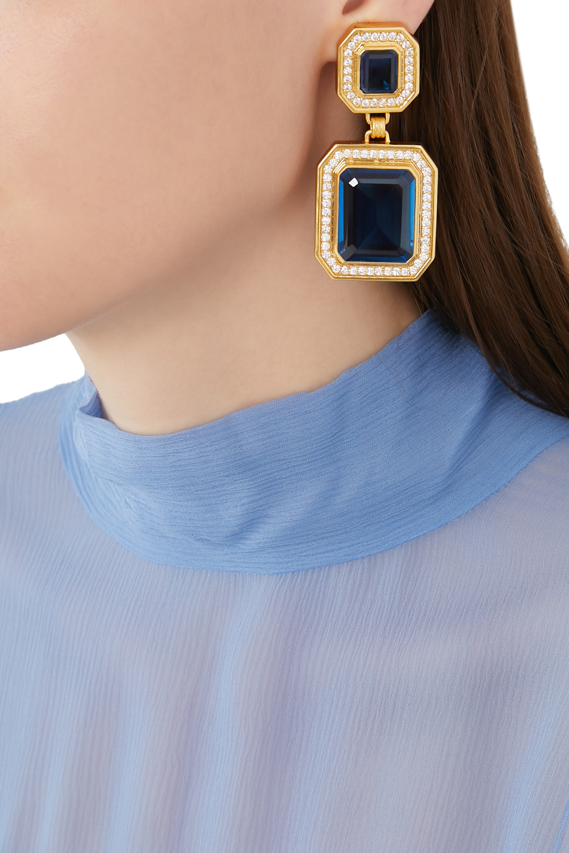 أقراط جينيفر باسيفيك مرصعة بكوارتز ياقوتي وكريستال كوارتز نحاس مطلي بذهب عيار 24