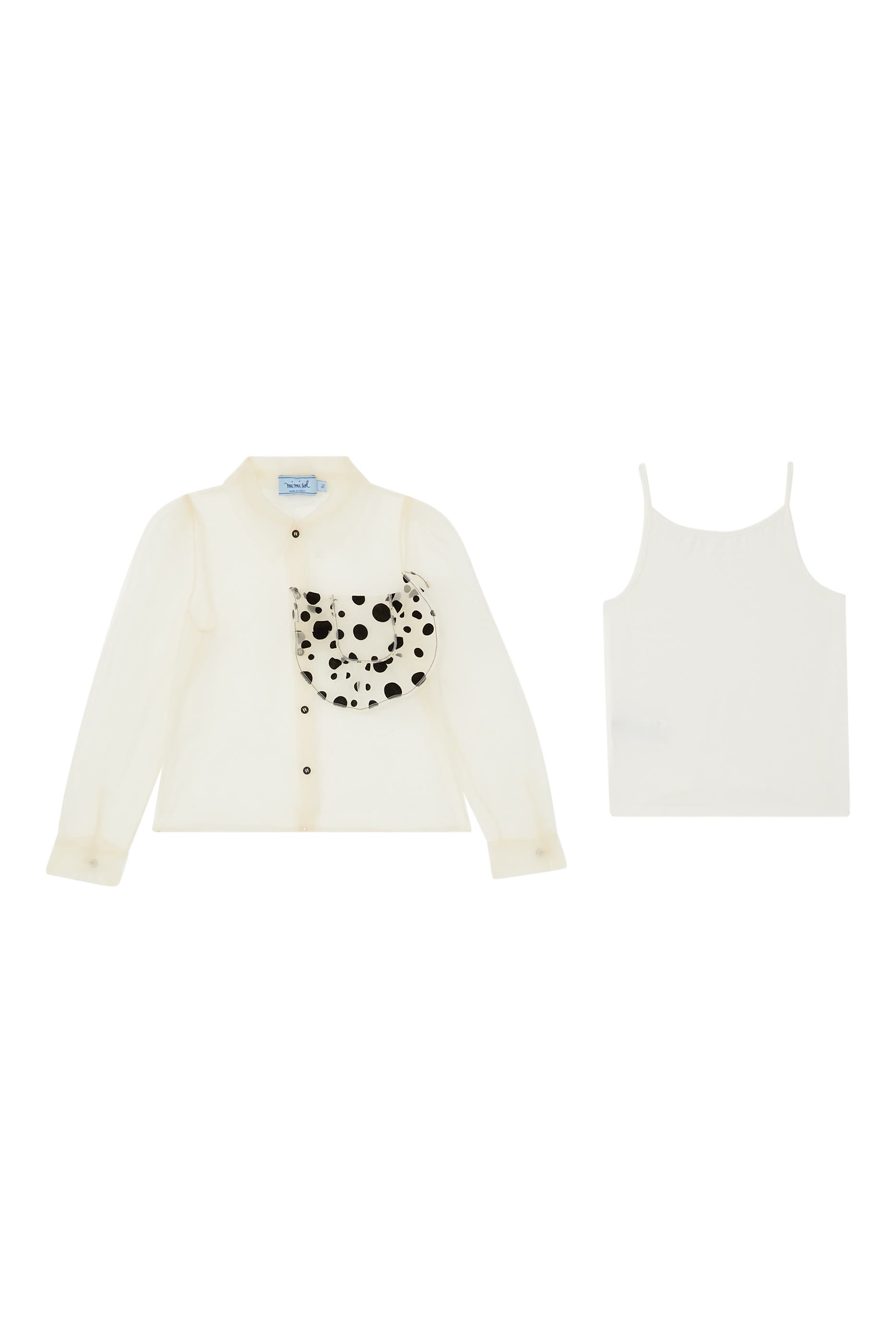 قميص بنقشة نقاط وتفاصيل بارزة الملمس للأطفال