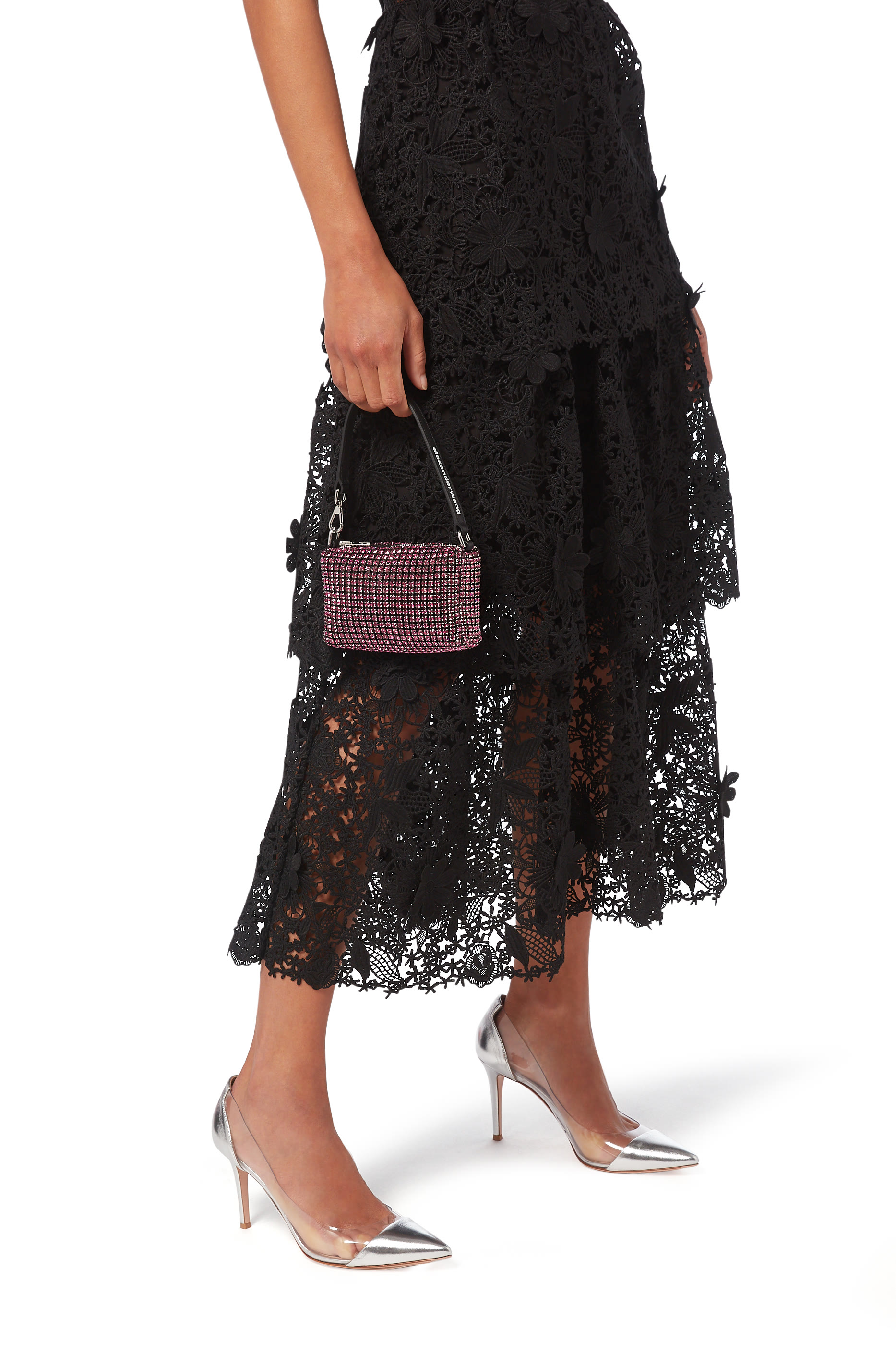 حذاء كلاسيك جلد لامع بأجزاء شفافة 85 مم