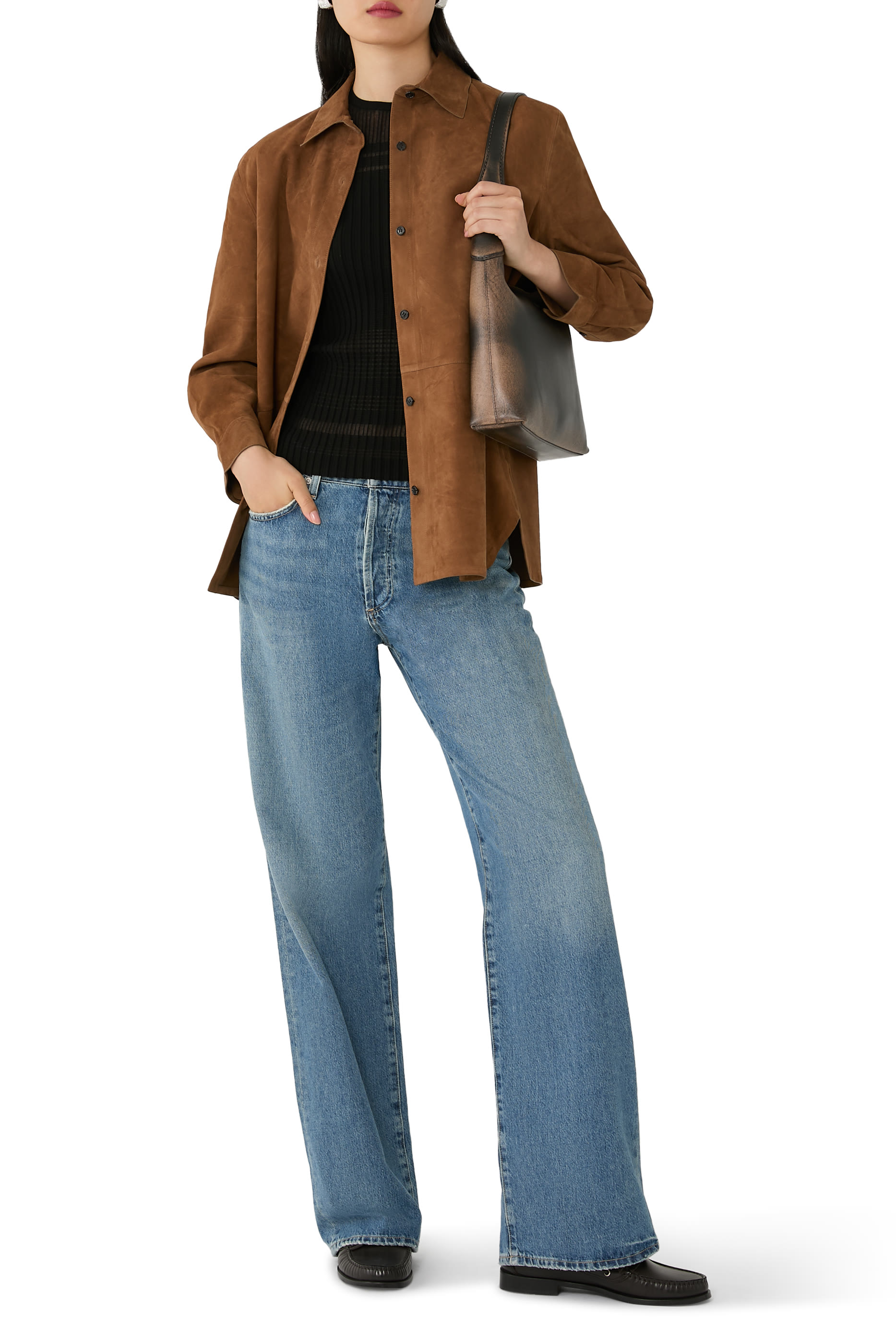 جاكيت بتصميم قميص بأزرار 