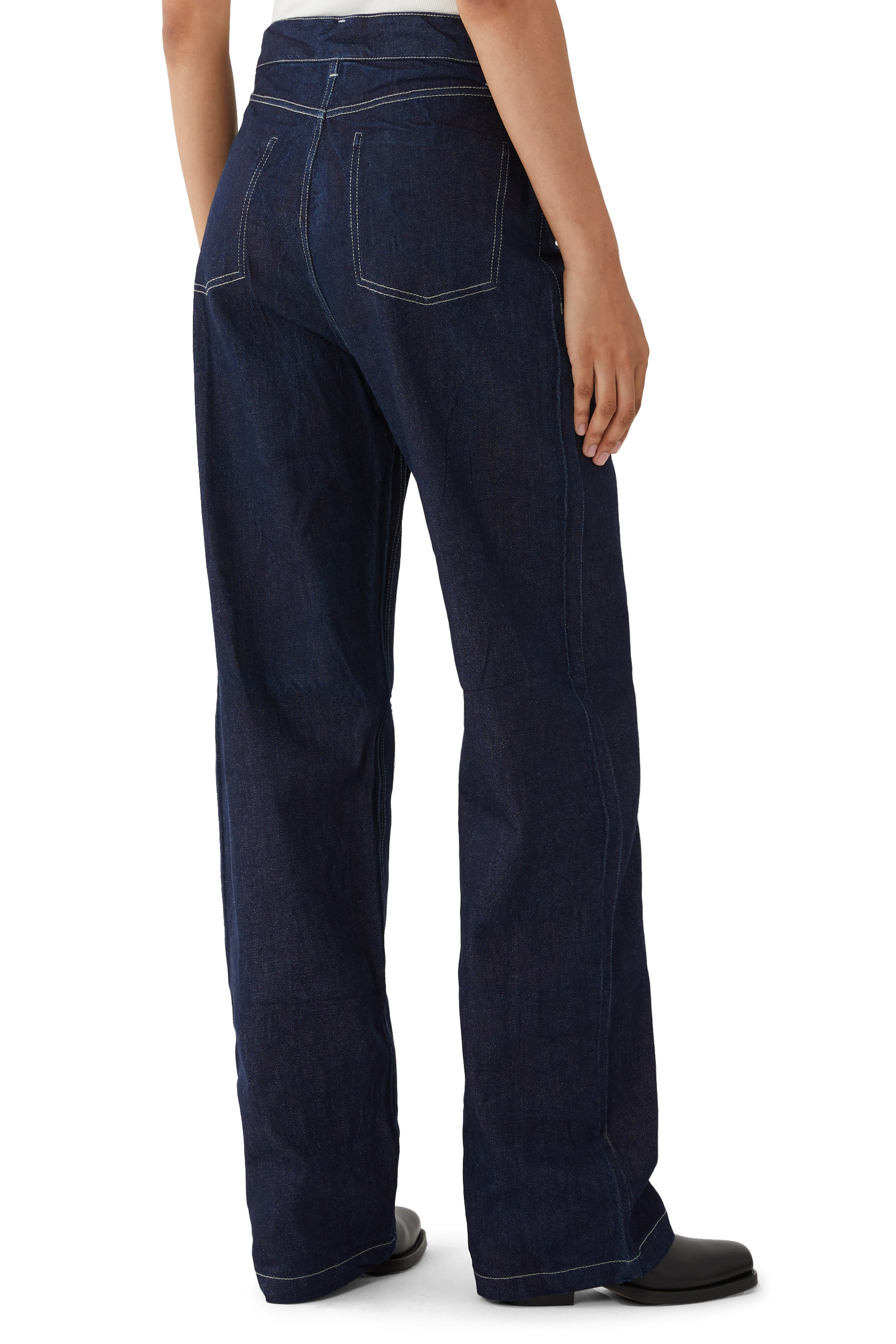 بنطال دنيم بقصة ساق مستقيمة بتصميم ممزق