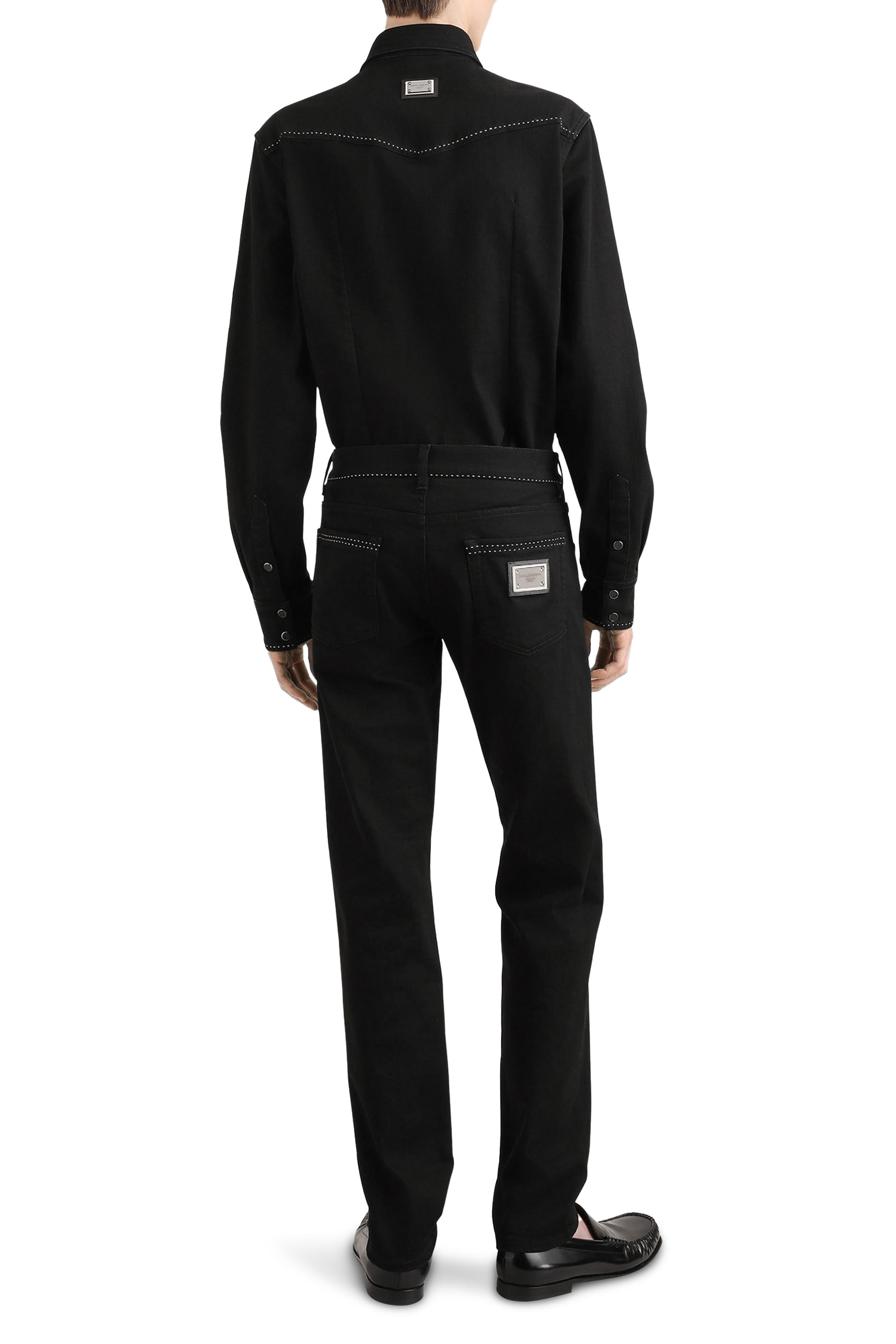 بنطال جينز ضيق بقصة ساق مستقيمة قطن