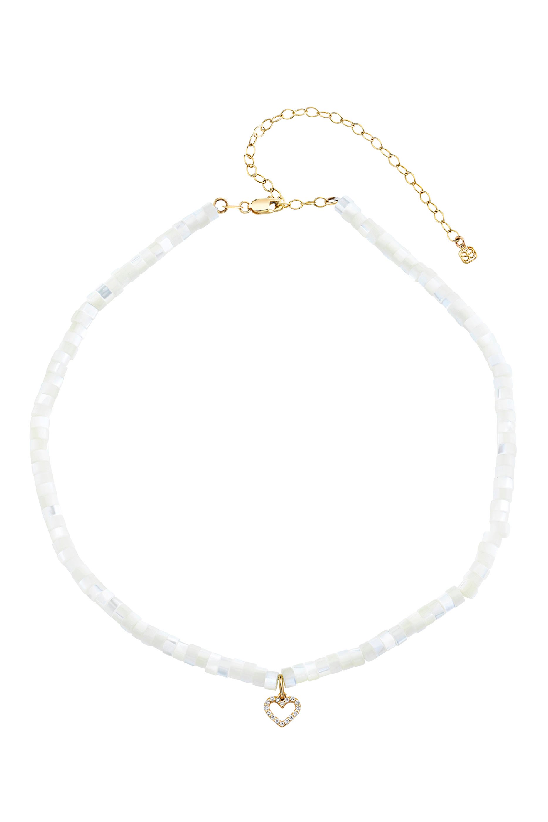 قلادة بدلاية بتصميم قلب للأطفال مرصعة بلؤلؤ ذهب أصفر عيار 14