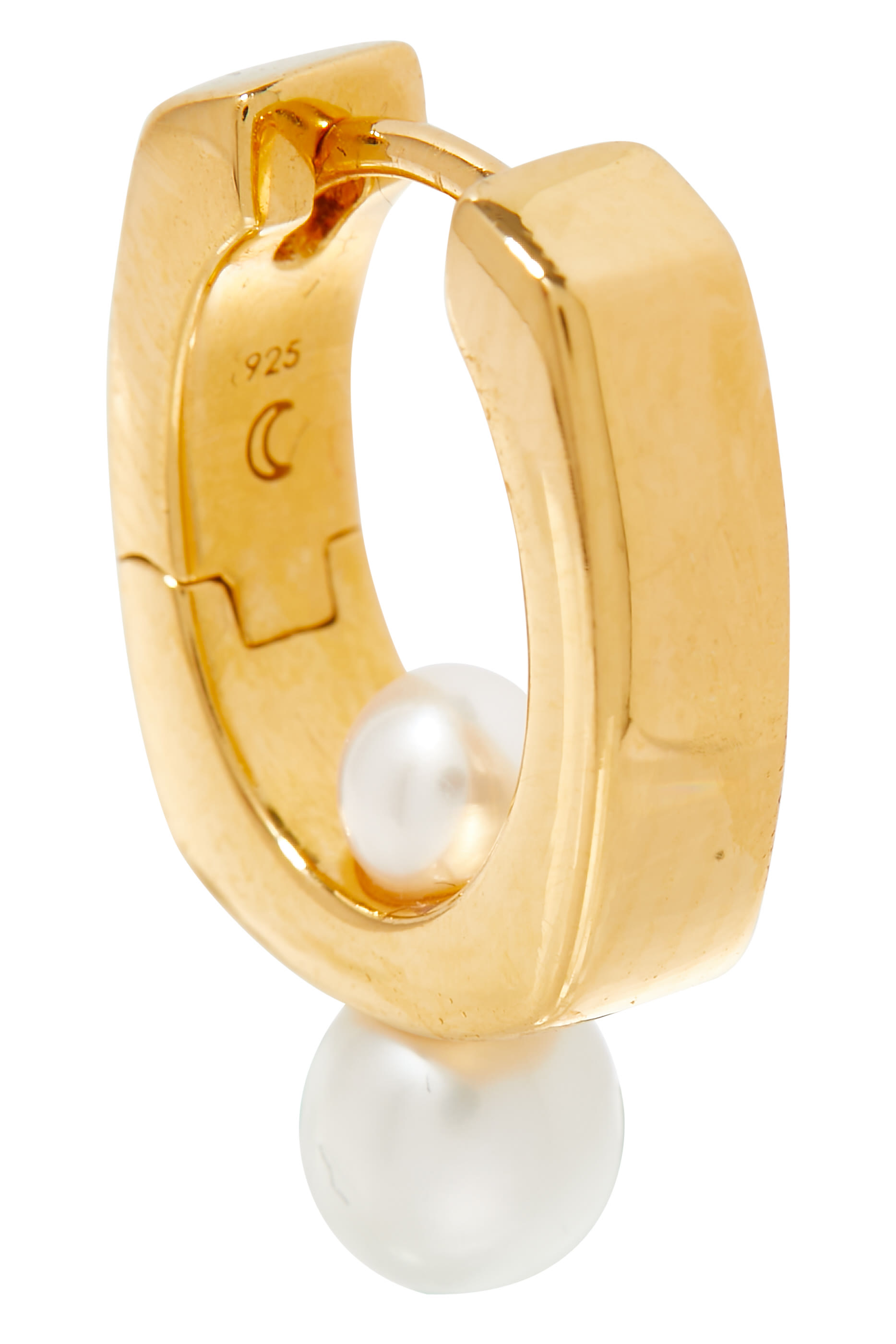 أقراط دائرية صغيرة بحواف مربعة واللؤلؤ