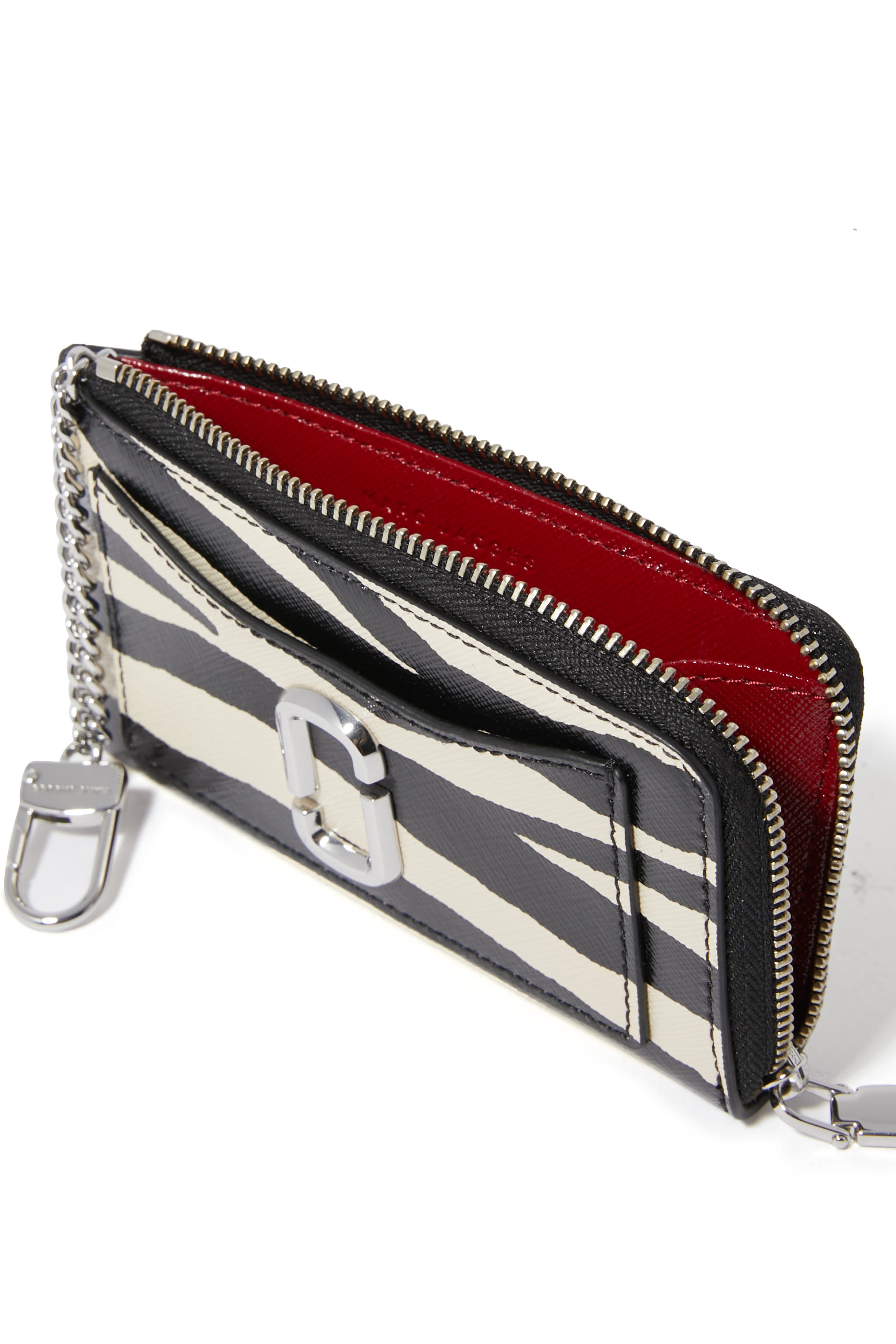 محفظة بفتحات عدة وسحاب علوي جلد