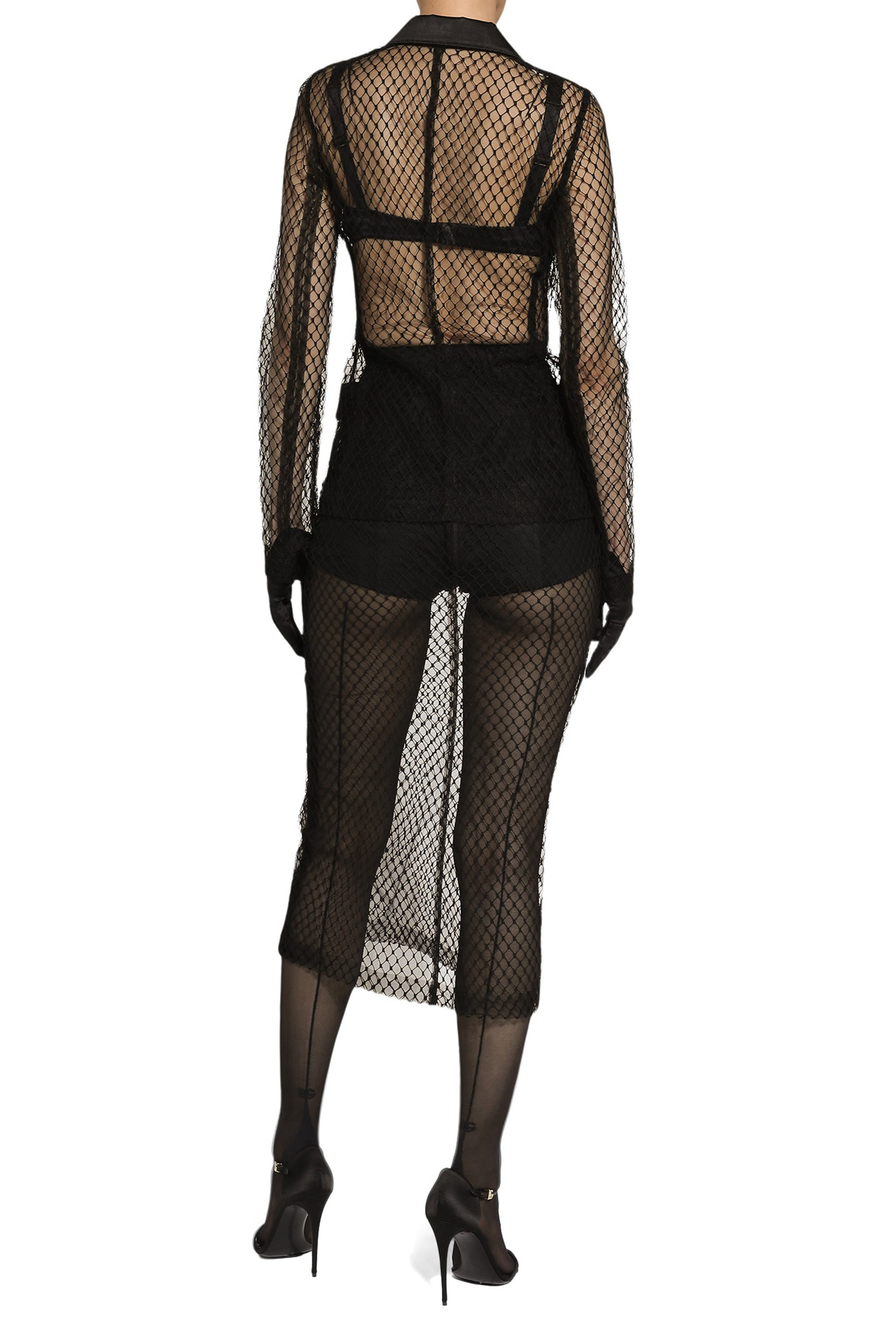 تنورة بقصة مستقيمة متوسطة الطول قماش شبكي