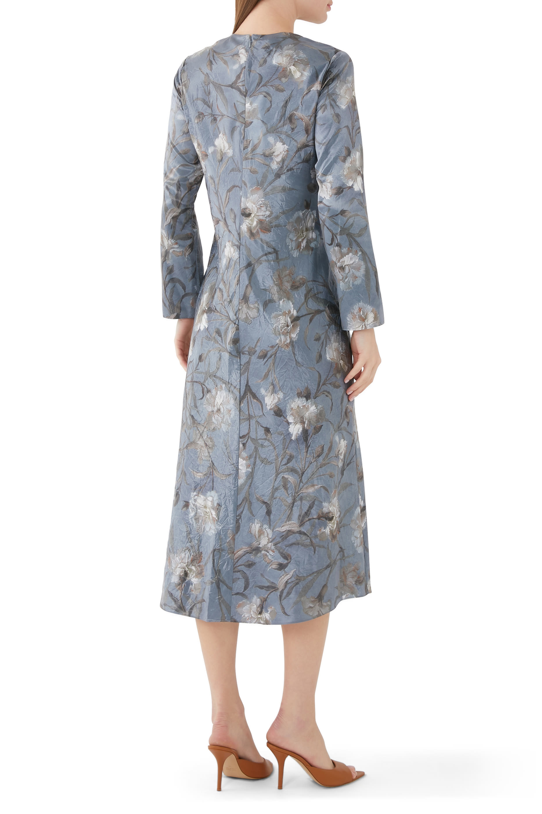 فستان نايت كرنيشن متوسط الطول بأكمام طويلة