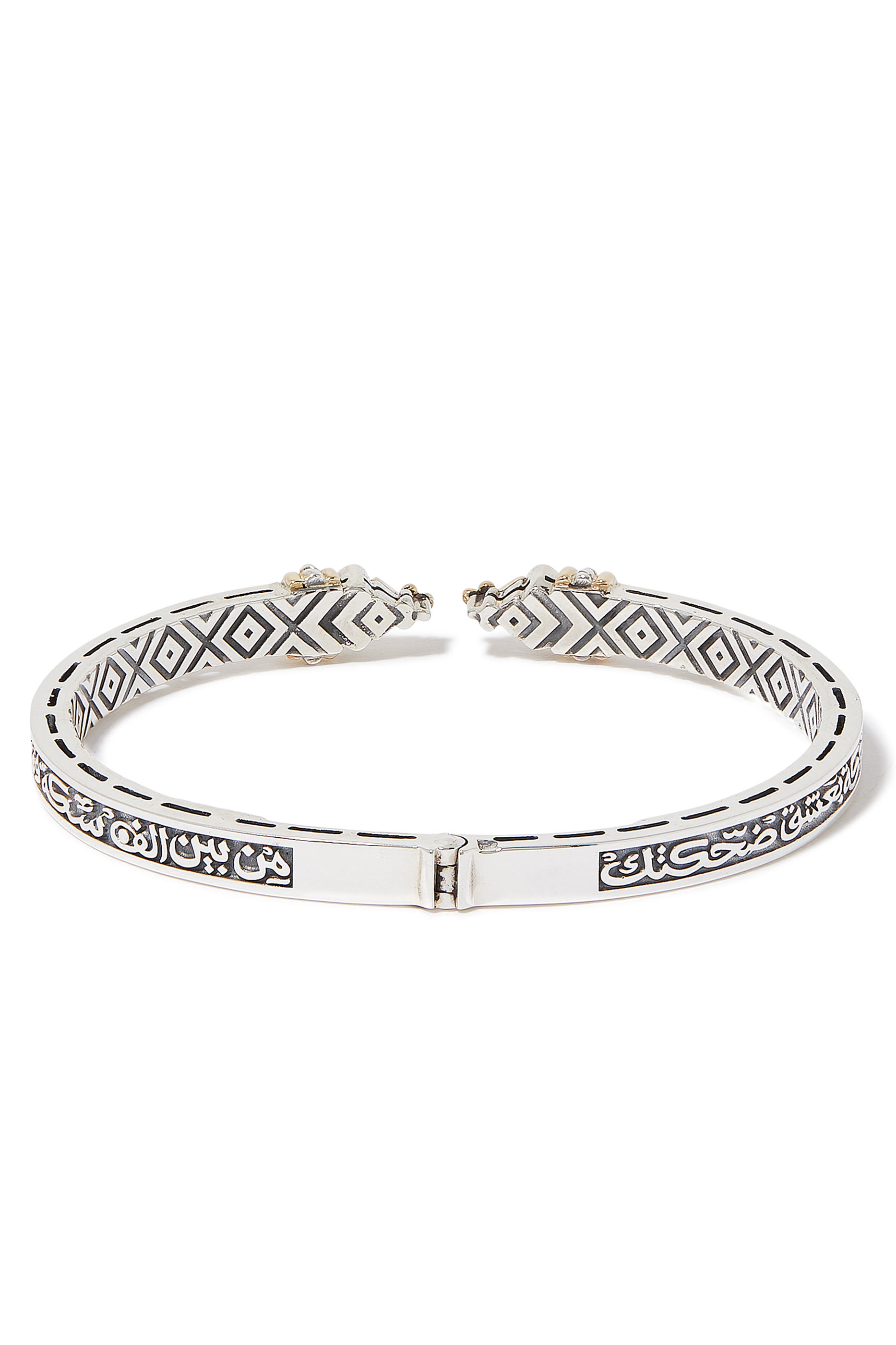 سوار بتصميم خط قبلي مرصع بحجر زركون بني ذهب أصفر عيار 18