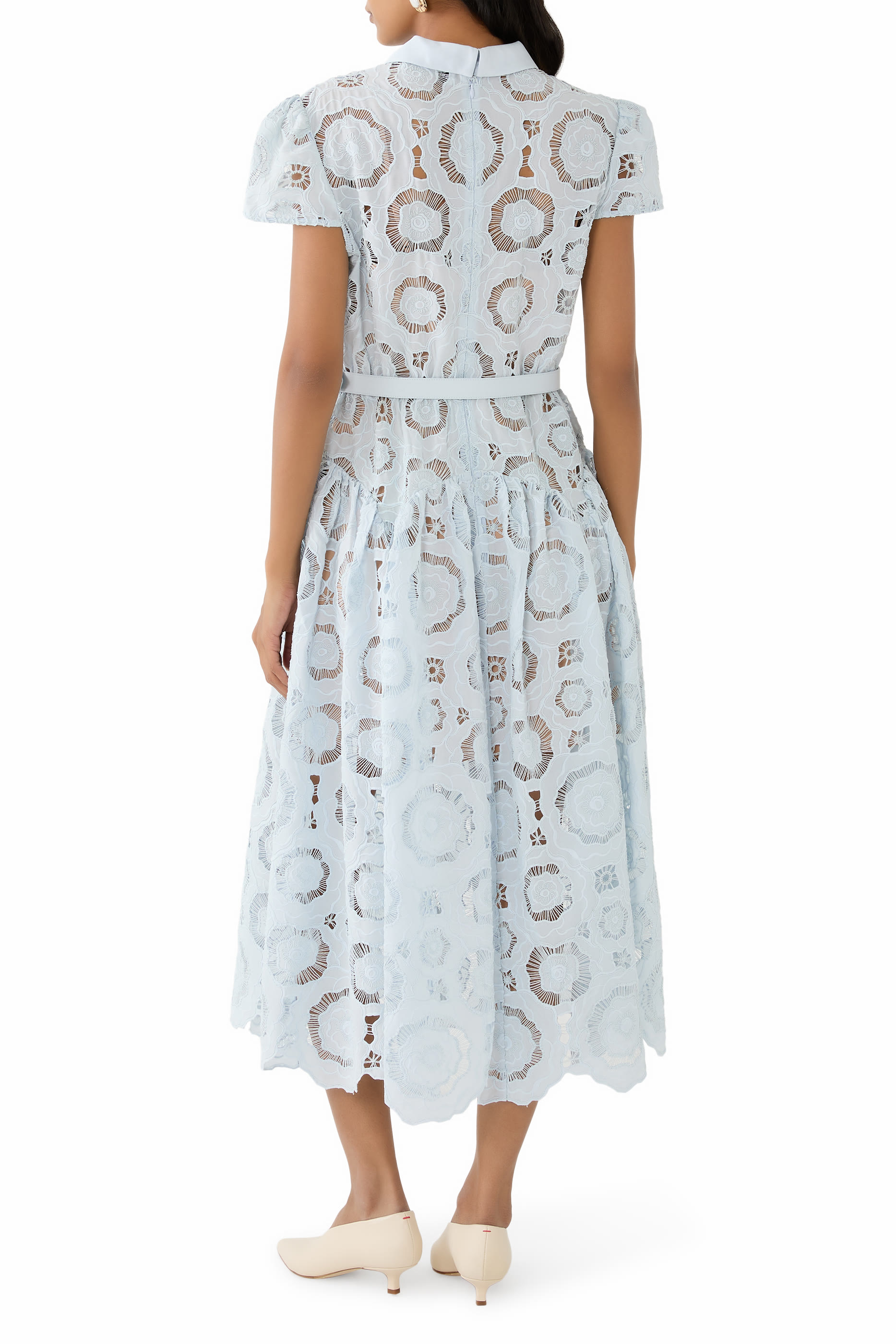  Floral Lace Midi Dress 