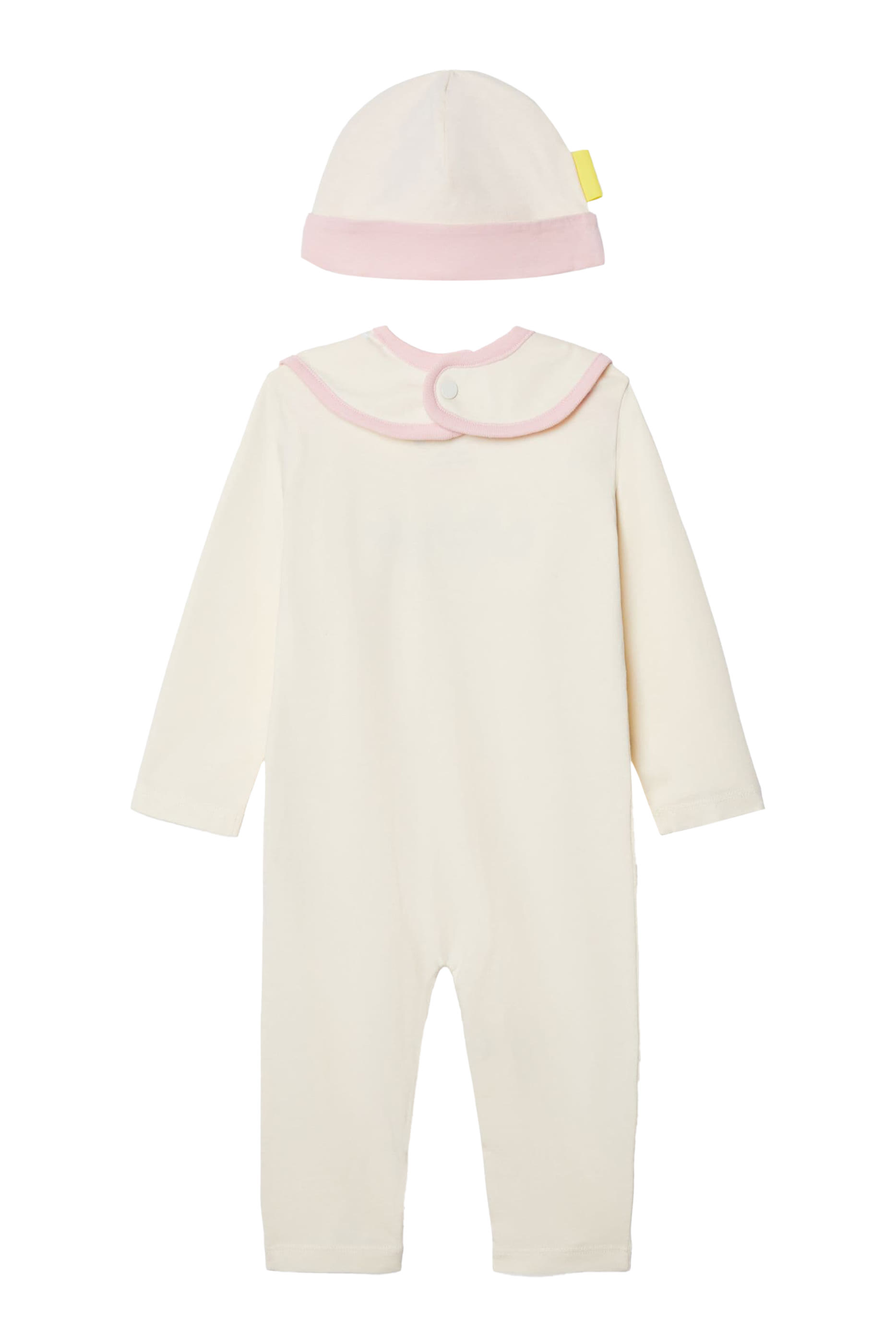 طقم بودي سوت ومريلة وقبعة للأطفال