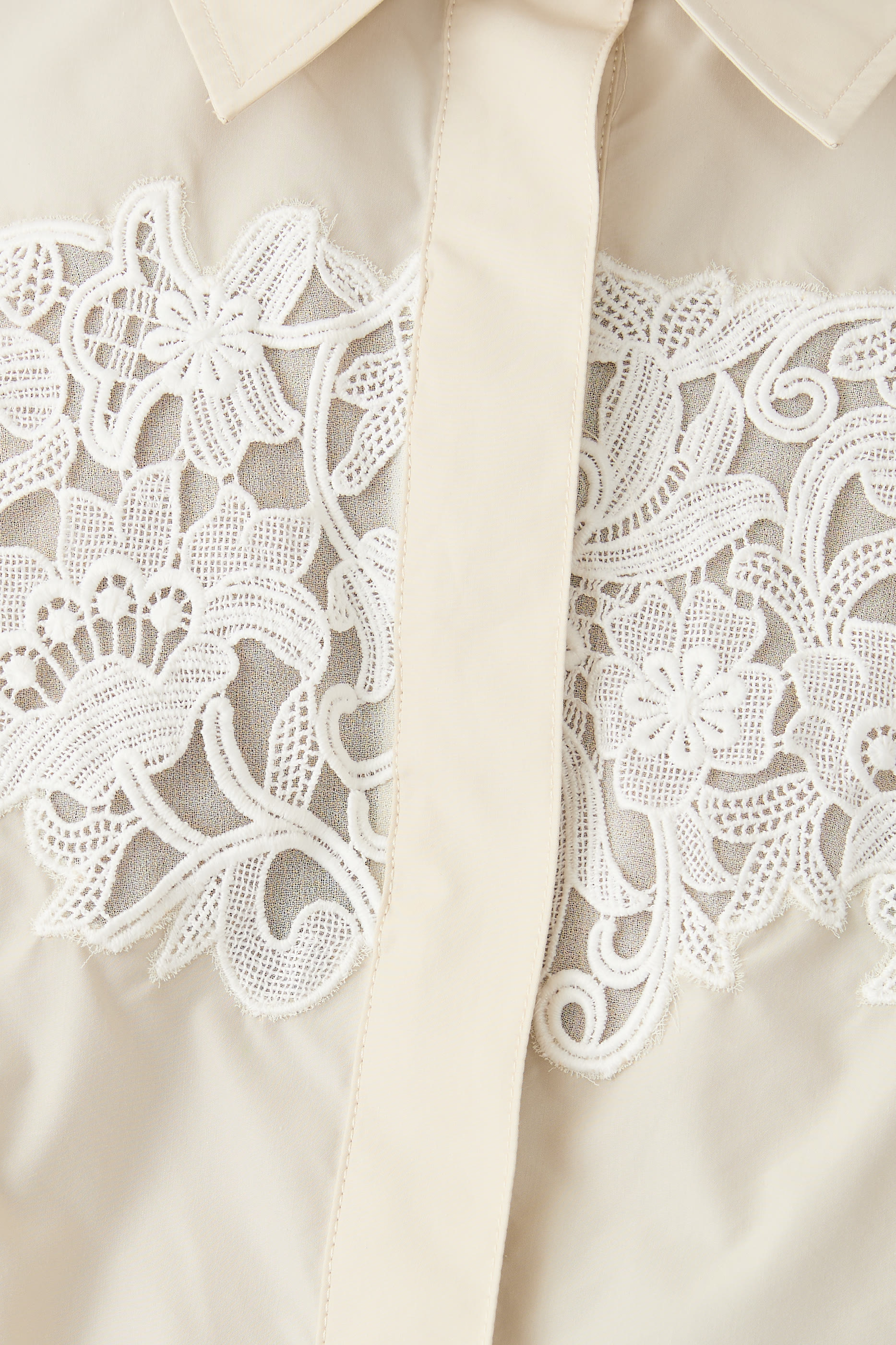 فستان بتصميم قميص بدانتيل وحافة انسيابية