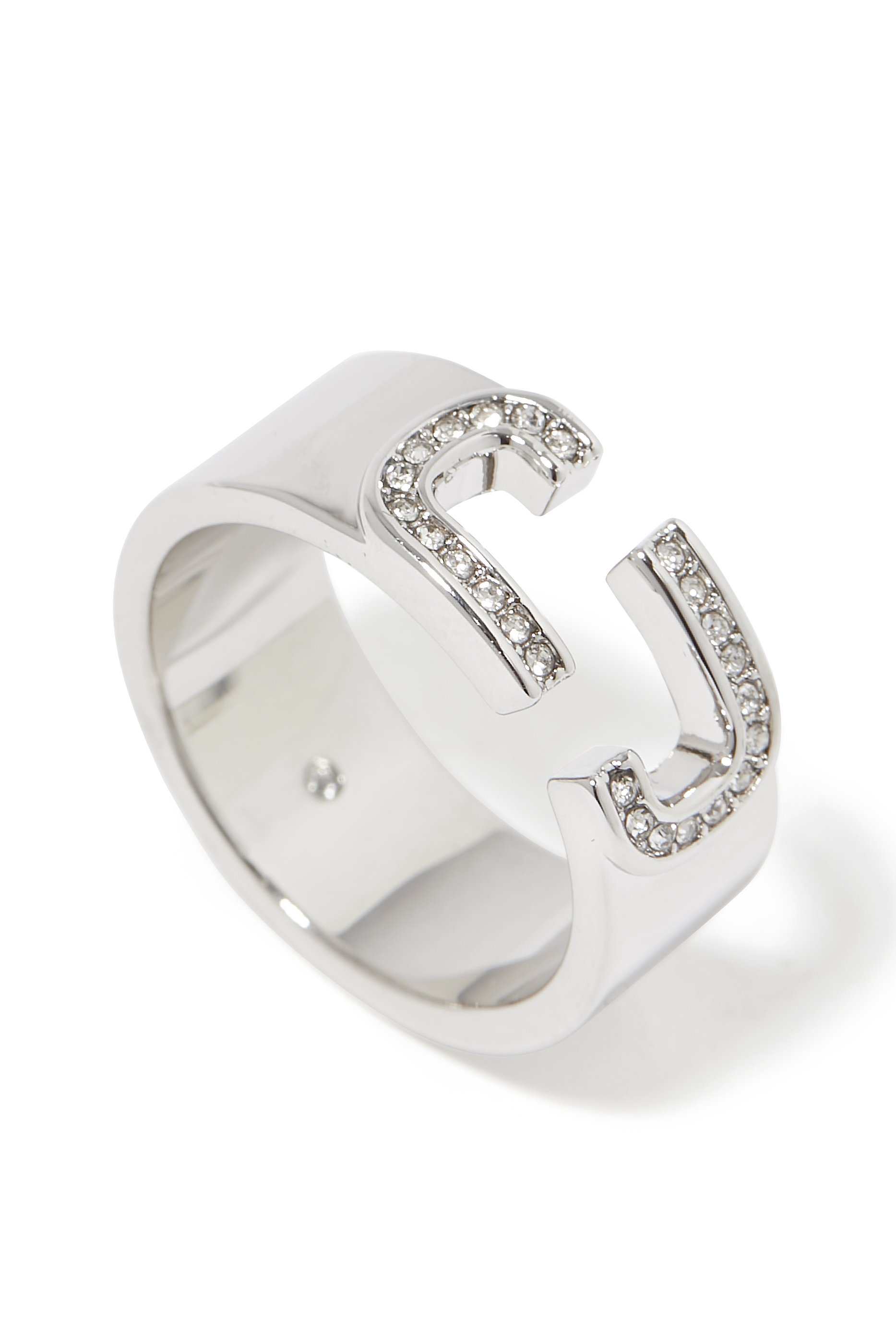 خاتم بشعار الماركة مرصع بالكريستال بافيه