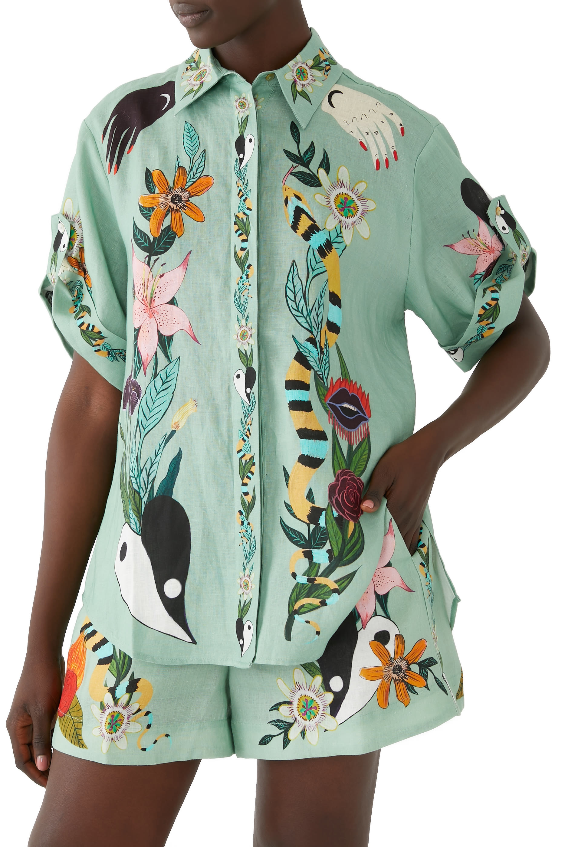 قميص ميغان بقصة واسعة كتان