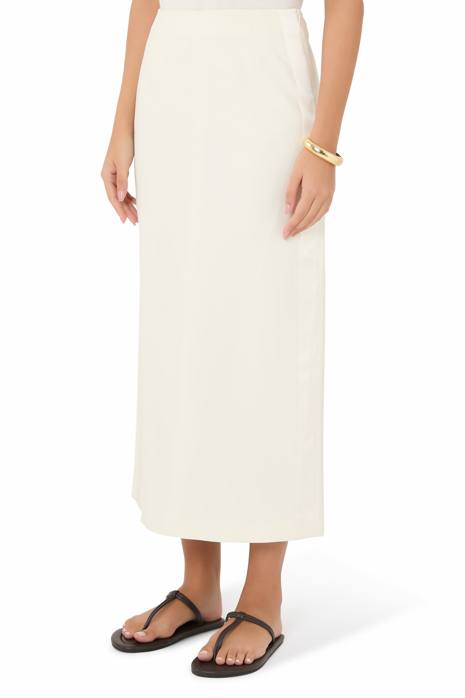 Maxi Pencil Skirt:White :38