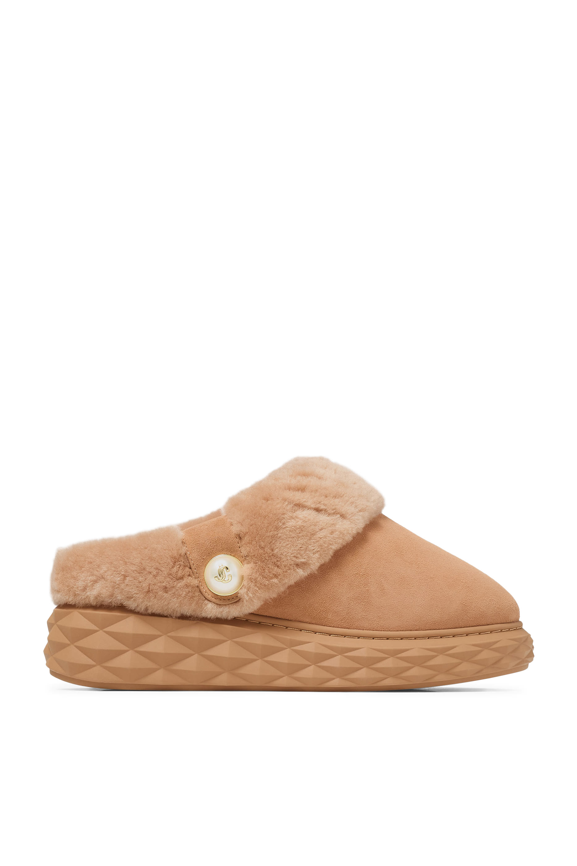 حذاء مفتوح من الخلف بتصميم معينات كبيرة