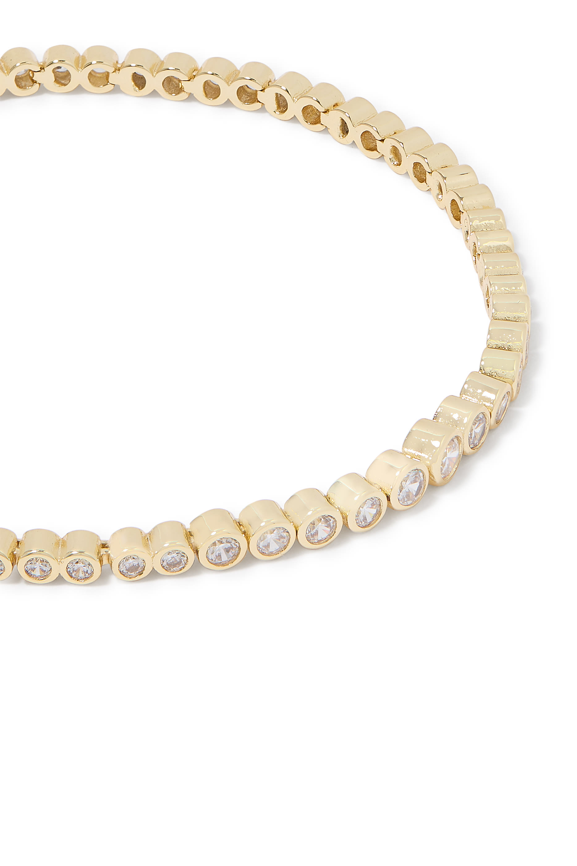 سوار تنس مزين بأحجار زركونيا مكعبة AAAA+، فضة إسترلينية مطلية بذهب عيار 14