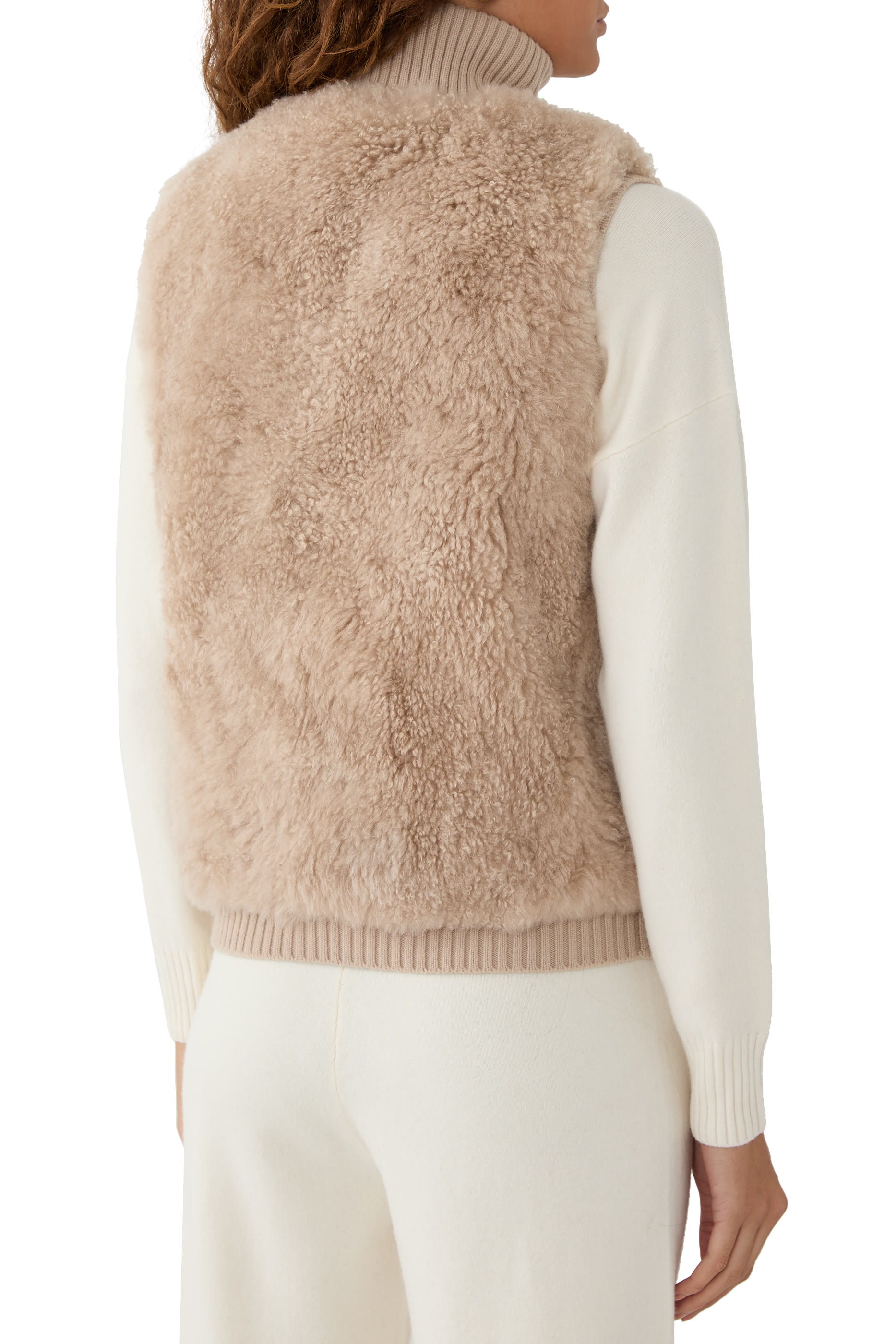 جيليه ميرينو قصير منسوج جلد حمل