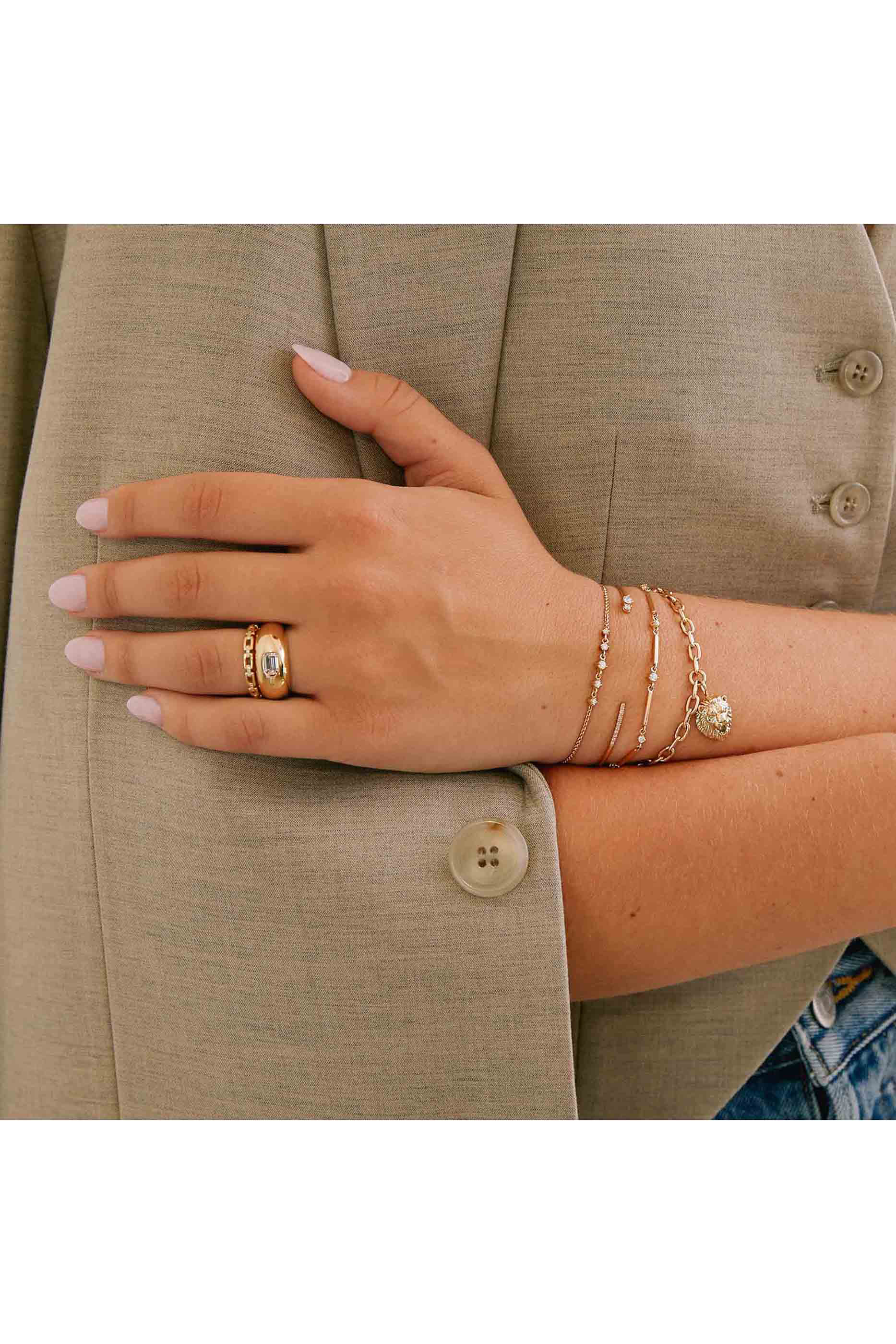 Bar & Graduated Prong Diamond Bracelet, 14K Yellow Gold & Diamonds