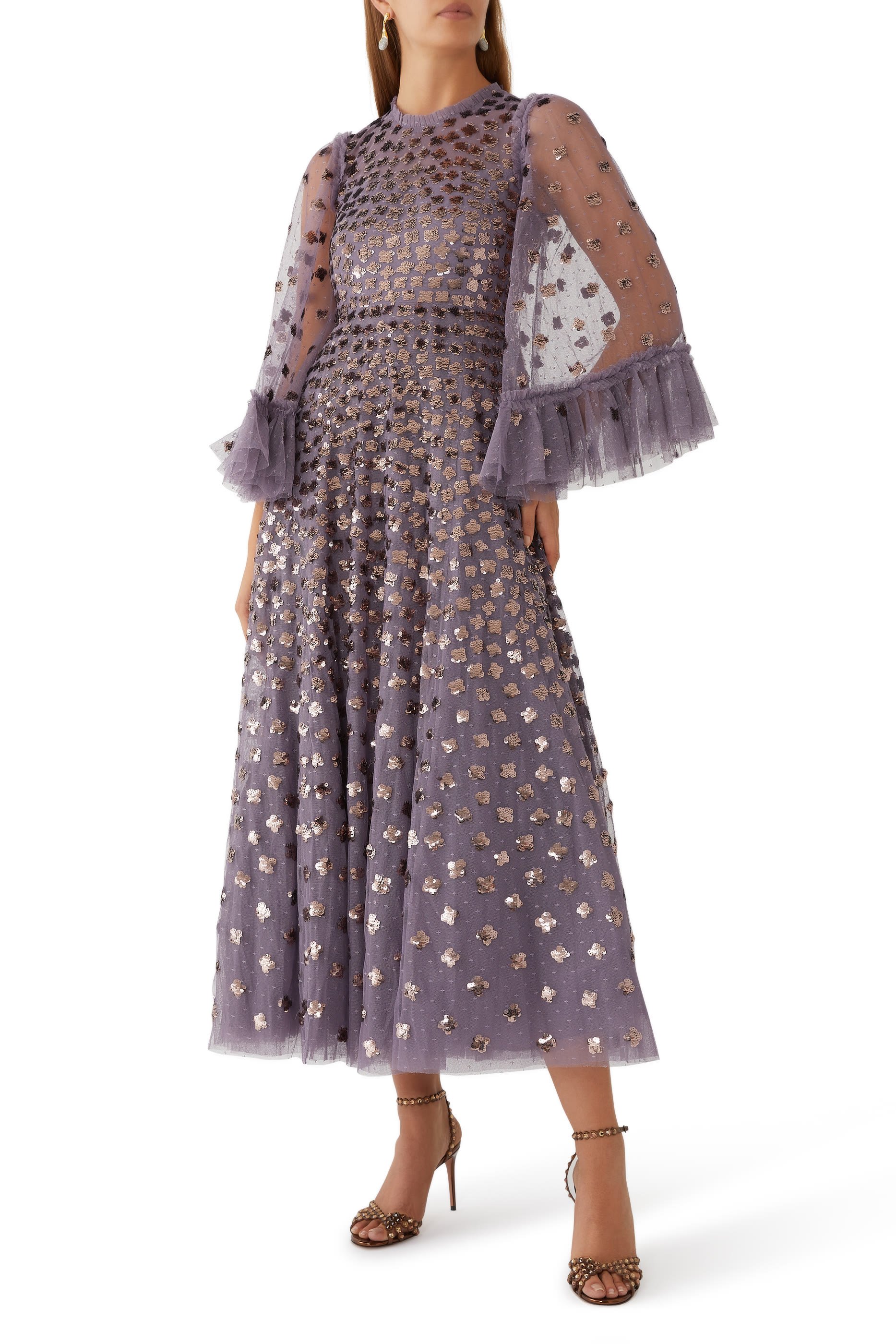 فستان سهرة جليسن بطول الكاحل بأكمام طويلة