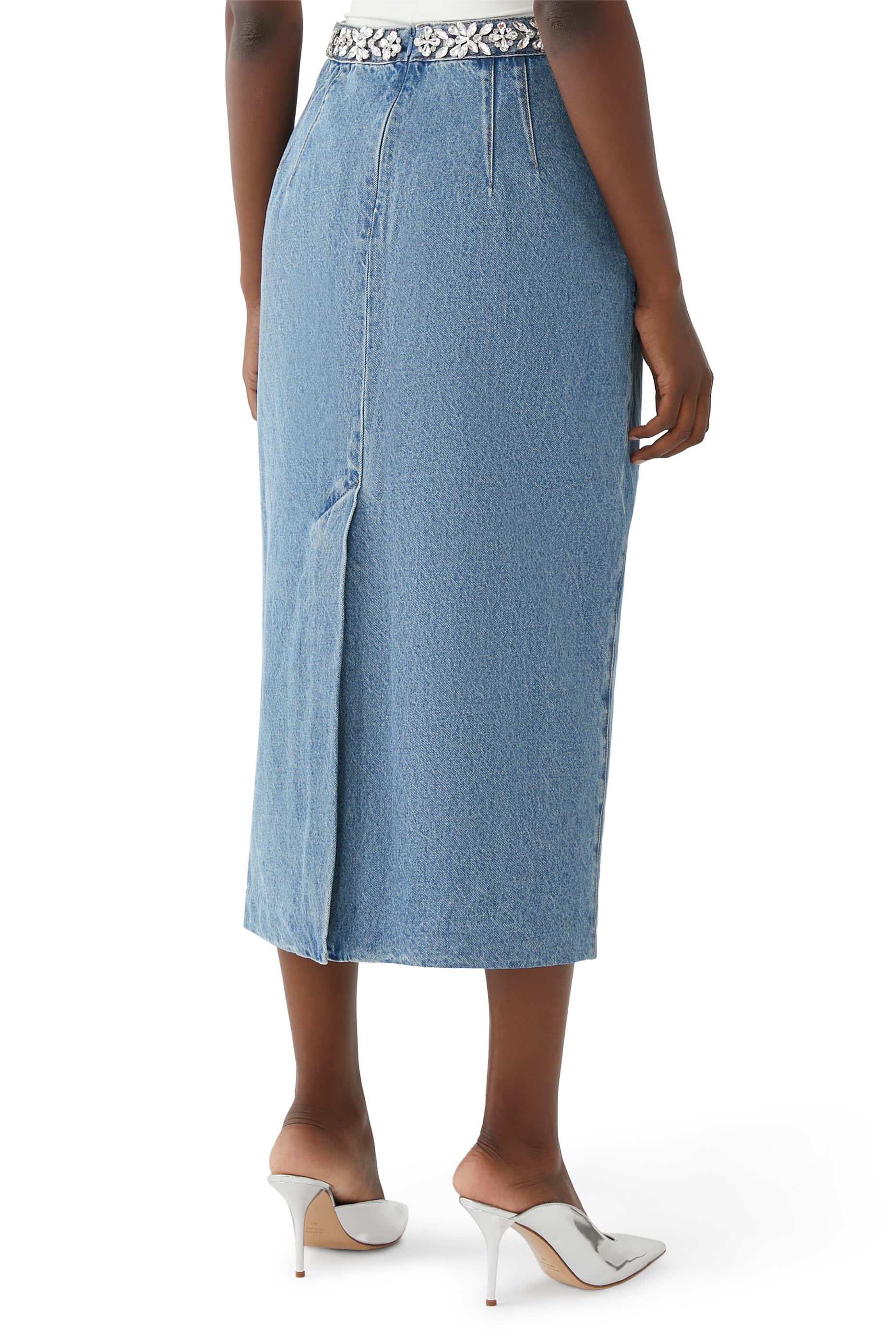 تنورة كراش دنيم مطرزة