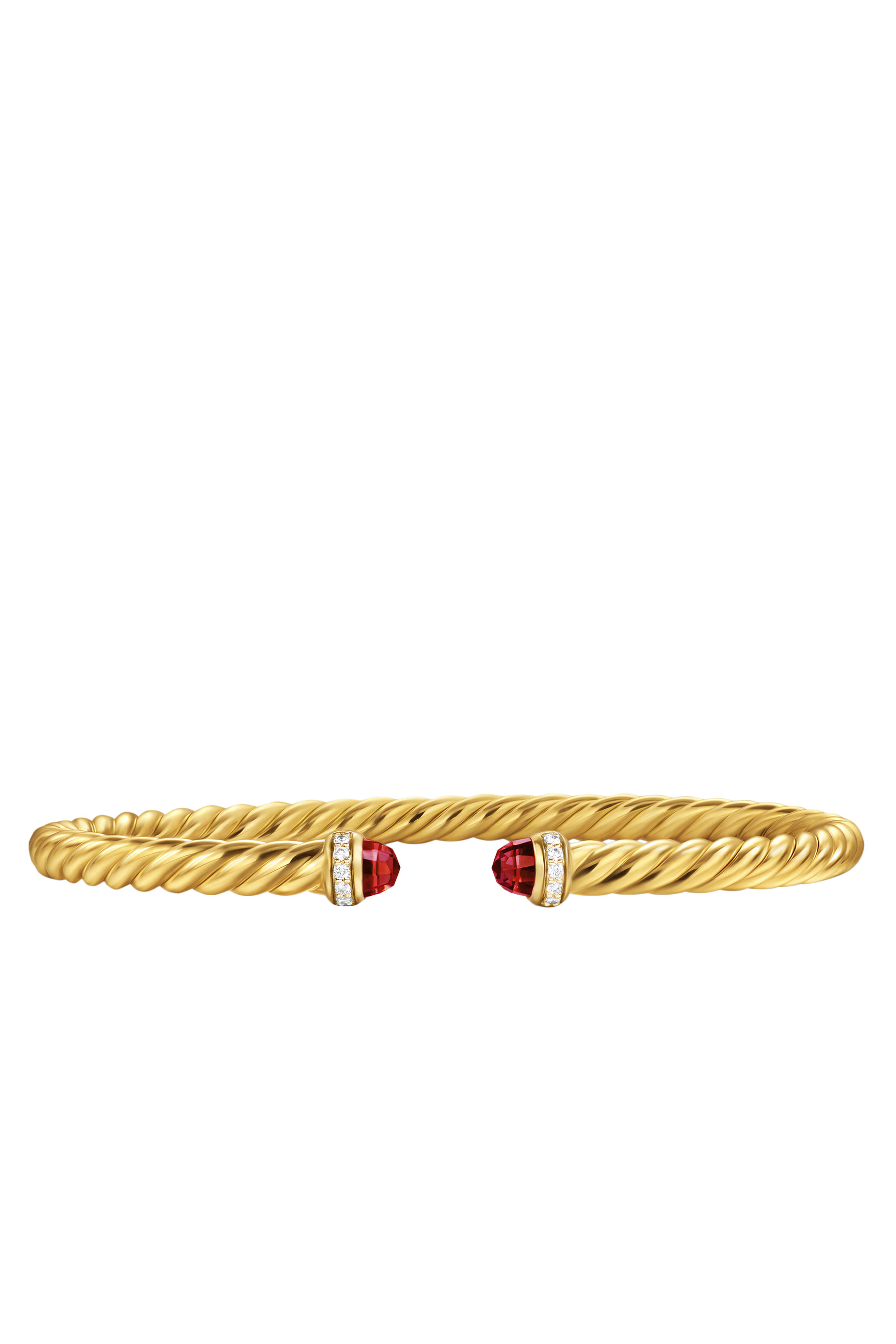 سوار كابل سبيرا بتصميم مرن مرصع بالماس ووعقيق الرودوليت ذهب أصفر عيار 18