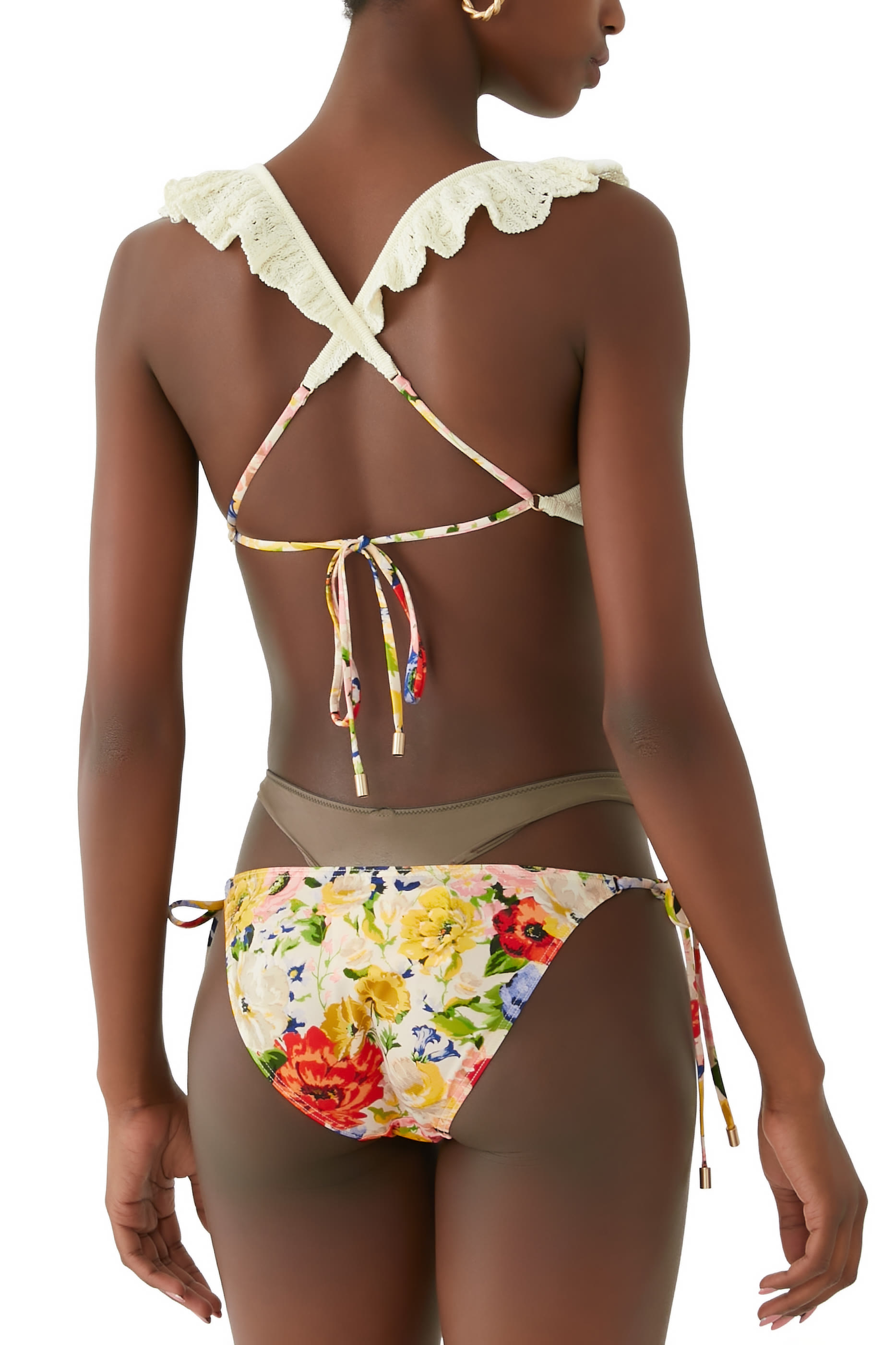 طقم بيكيني ألايت منسوج بياقة عميقة وكشكش