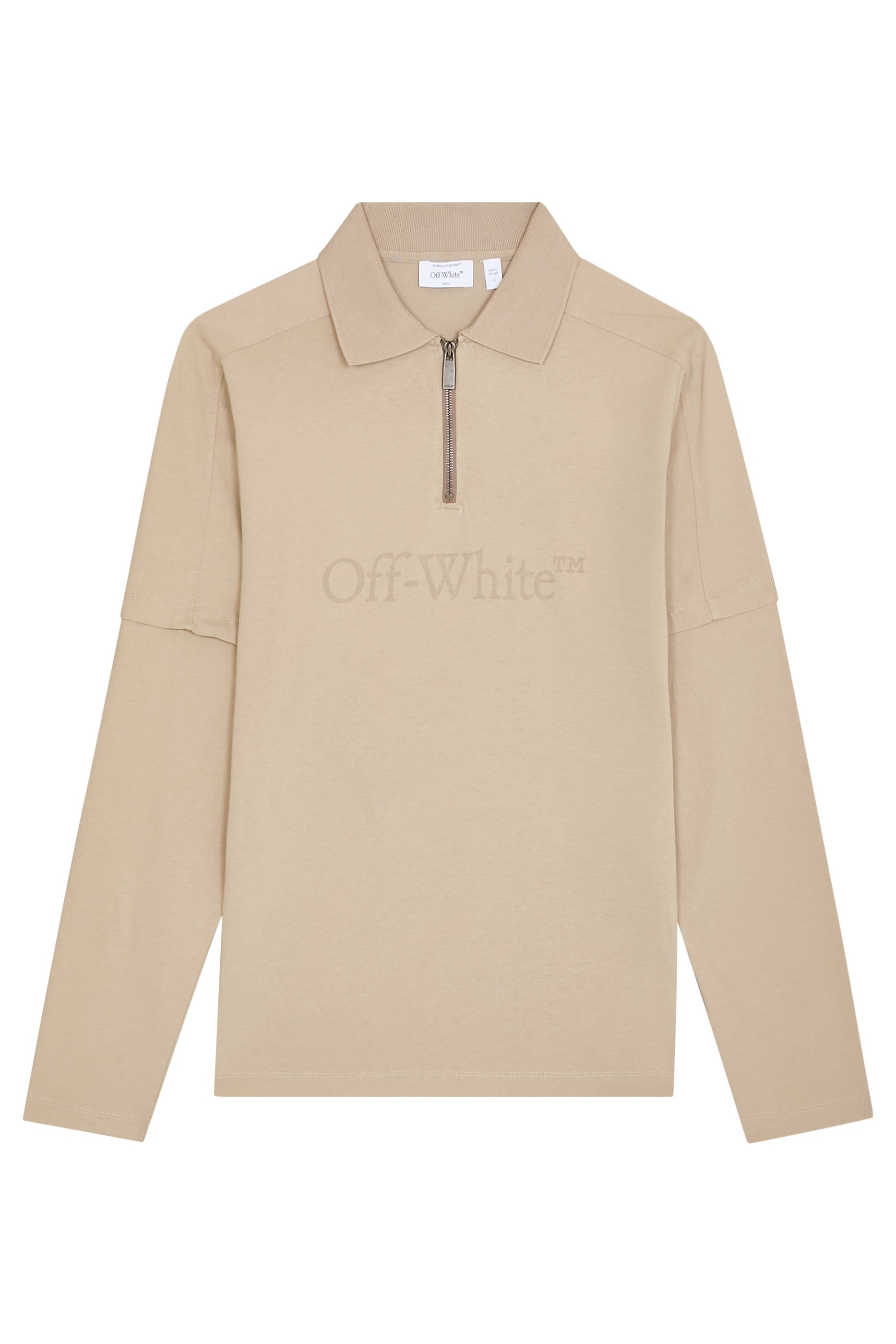 قميص بولو بأكمام مزدوجة وشعار الماركة بحجم كبير