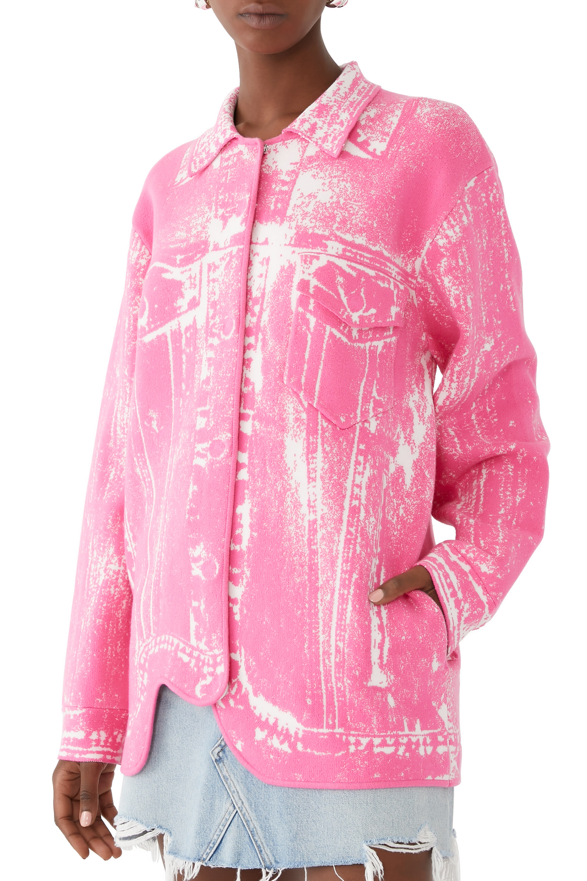 جاكيت هانا بقصة واسعة ونقشة دنيم