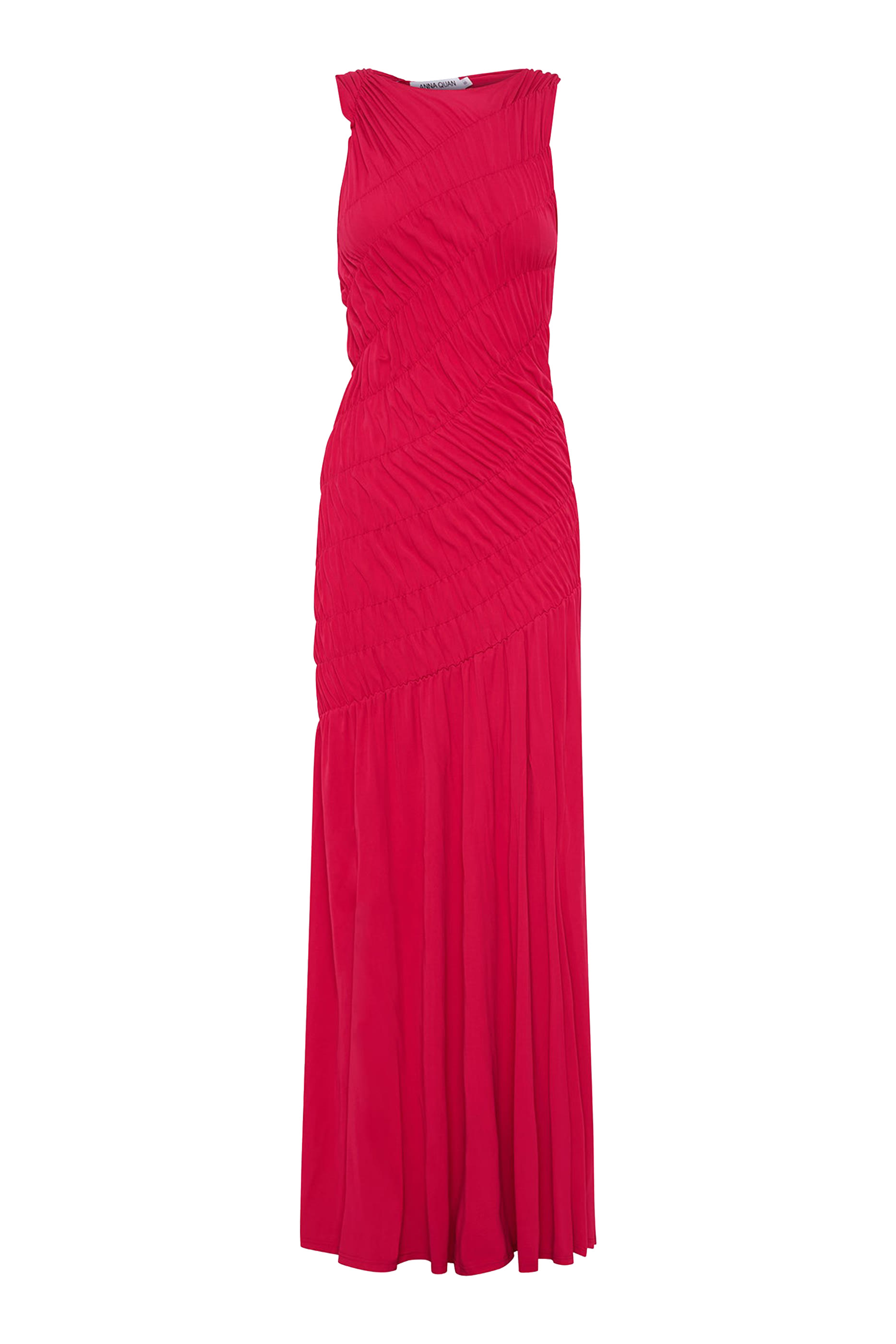 فستان طويل بلا أكمام بكشكش