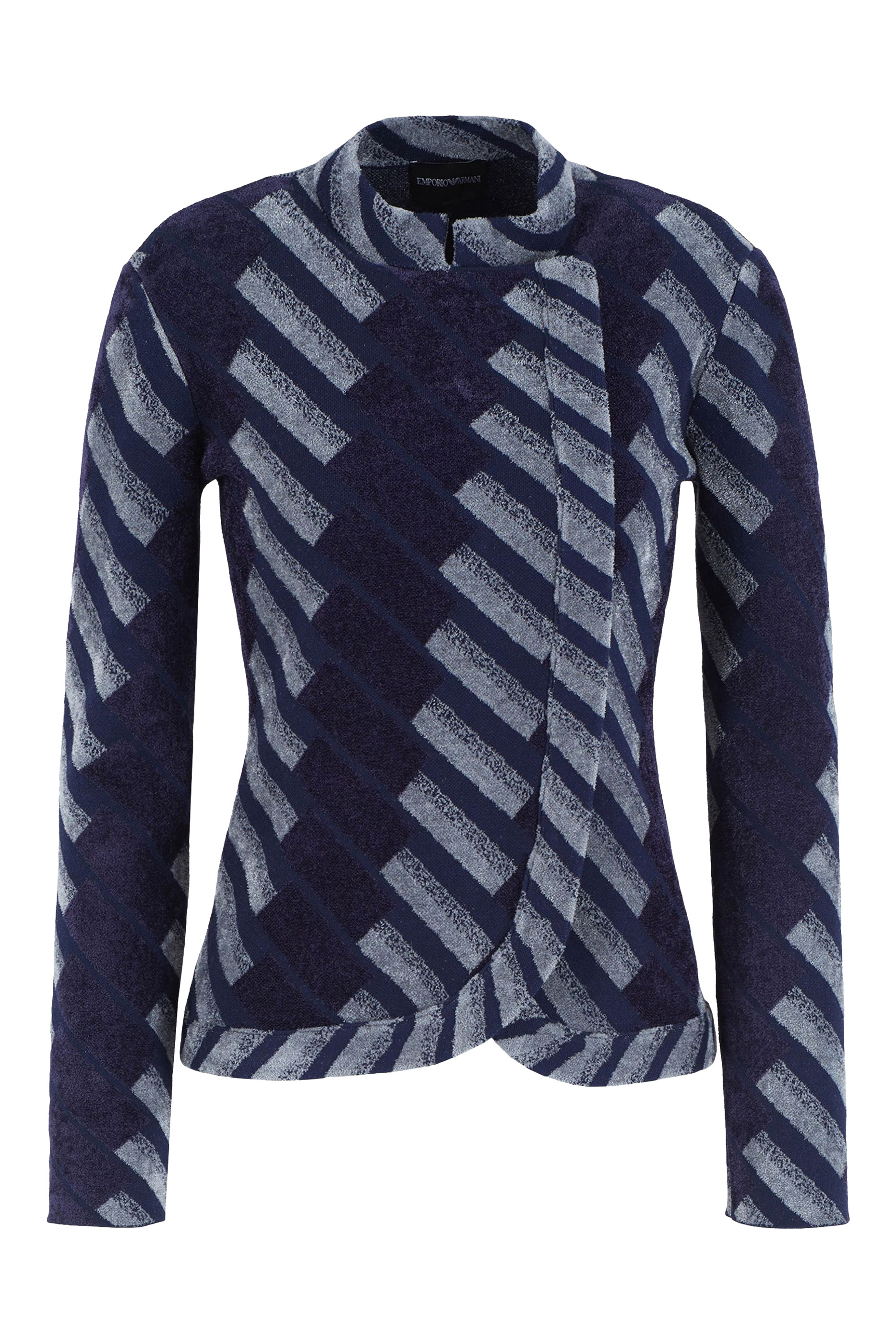 جاكيت بياقة غورو مع إغلاق جانبي شنيل بنقشة